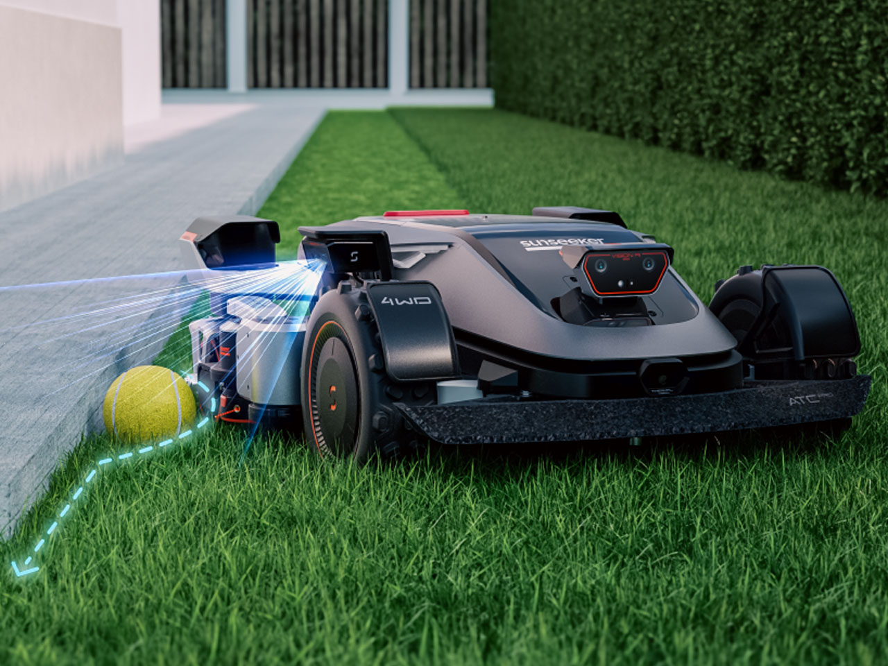 robot，cut grass，Sunseeker Elite，42 ° independent suspension climbing，