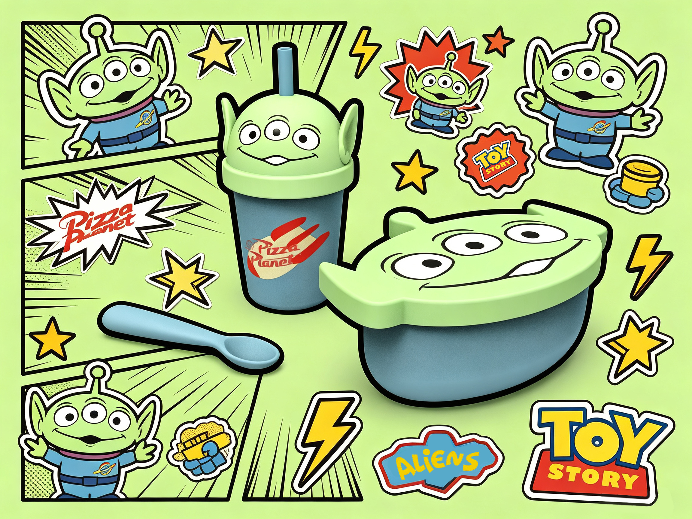 disney，Toy Story，Alien，Three-eyed Boy，Silicone Children's Suction Cup，zarahome，