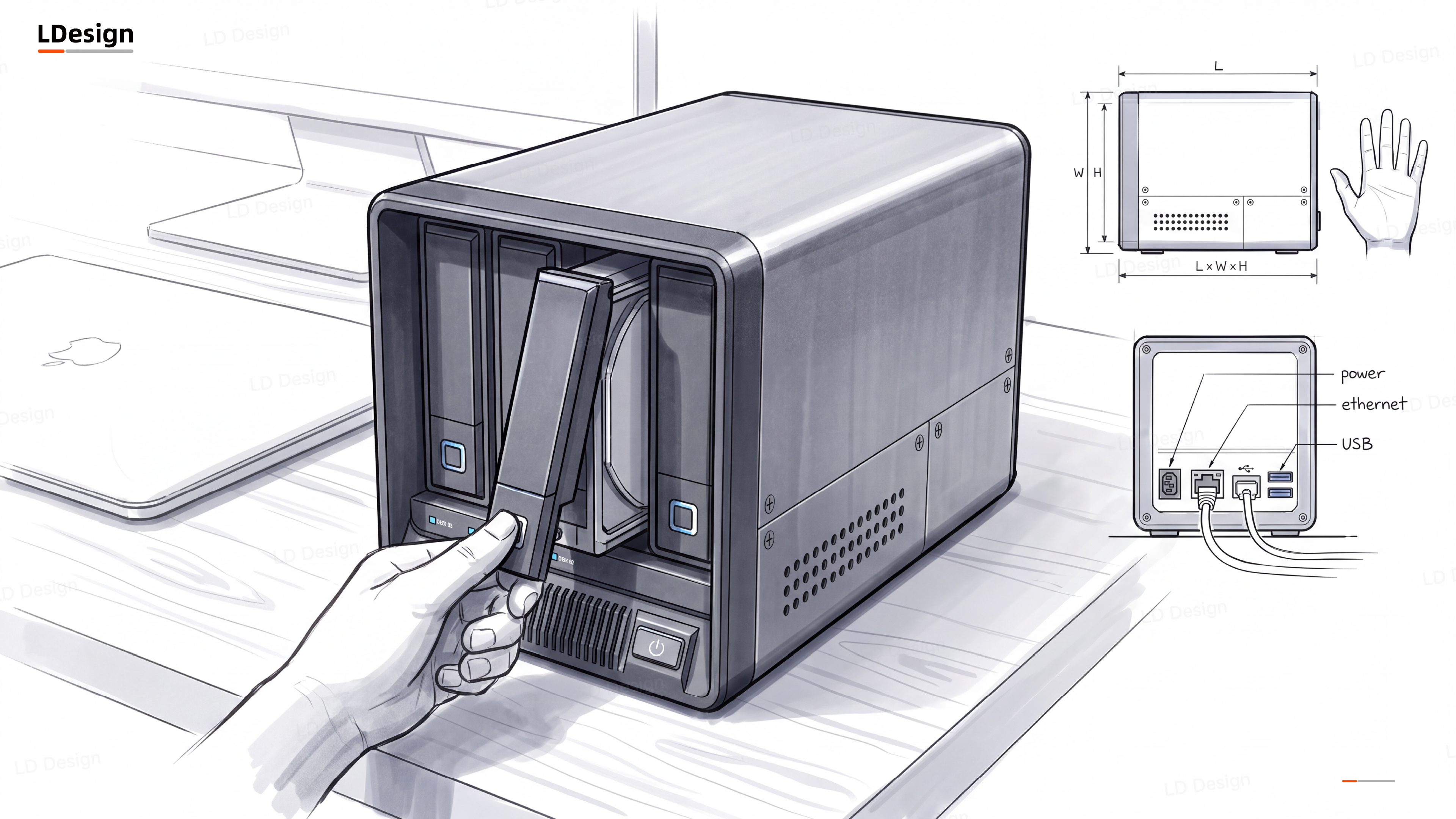 product design，industrial design，Hard drive cabinet，AIGC，