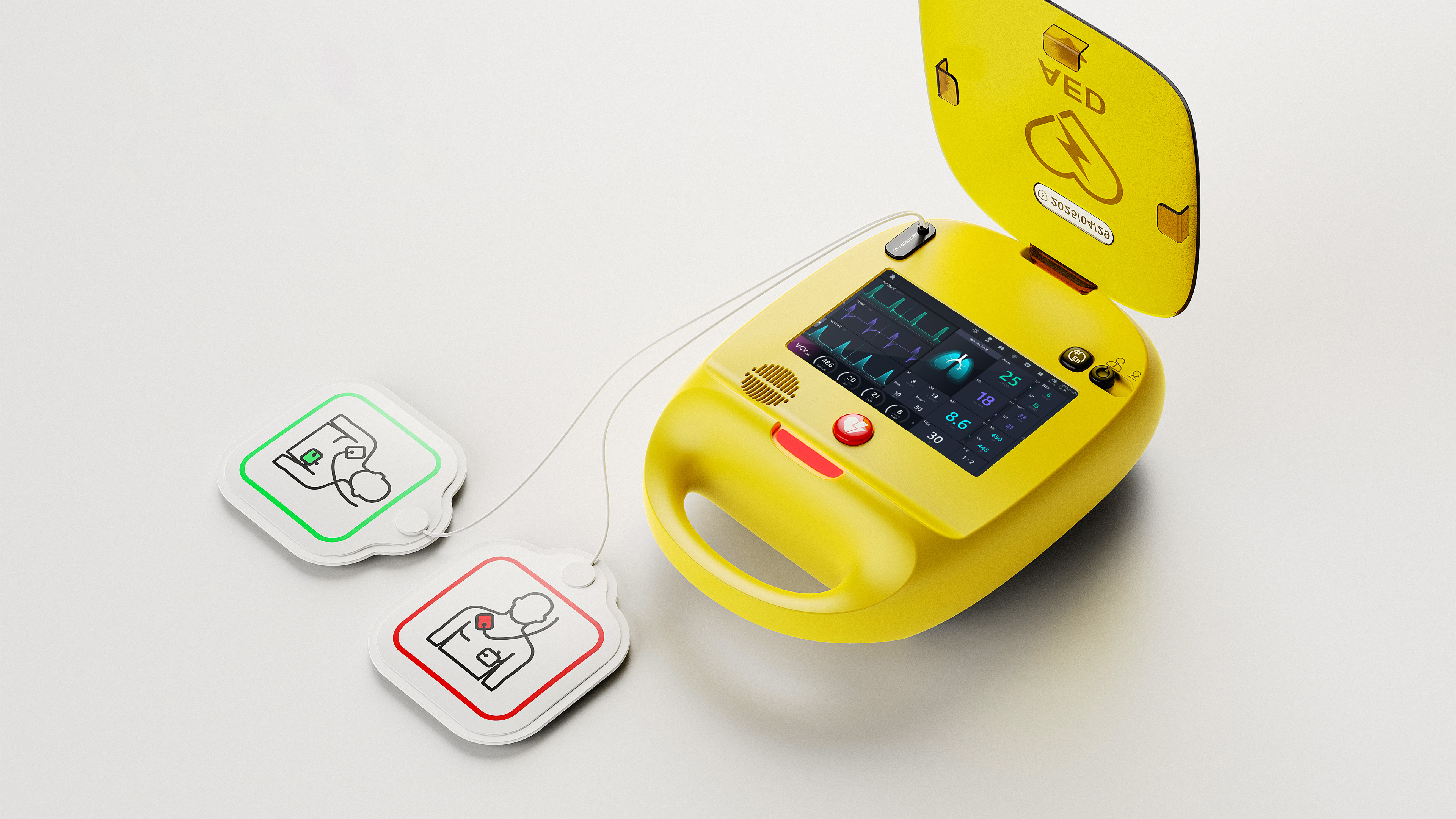 industrial design，Medical device design，AED Appearance Design，product design，First aid equipment，Industrial design company，YXDesign，