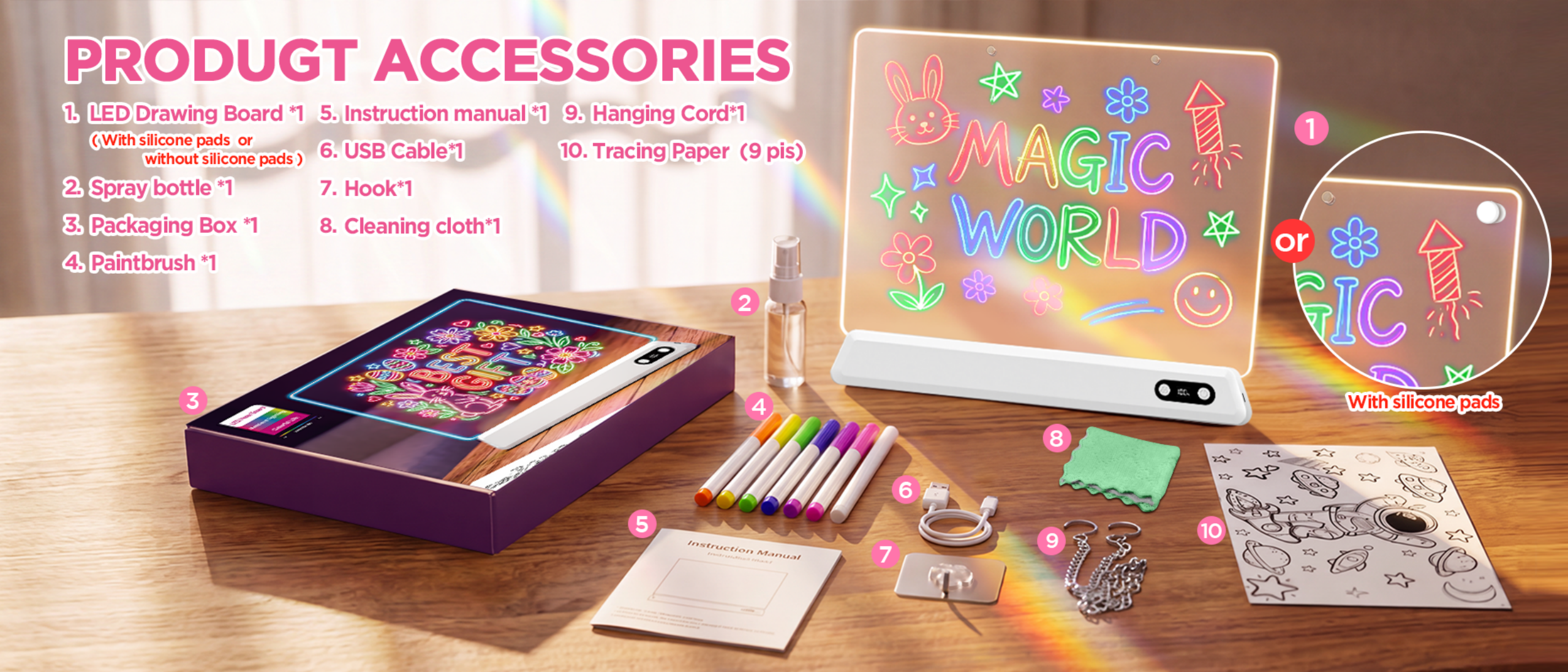 Luminous Sketchpad，Drawing board lamp，Children's drawing board，