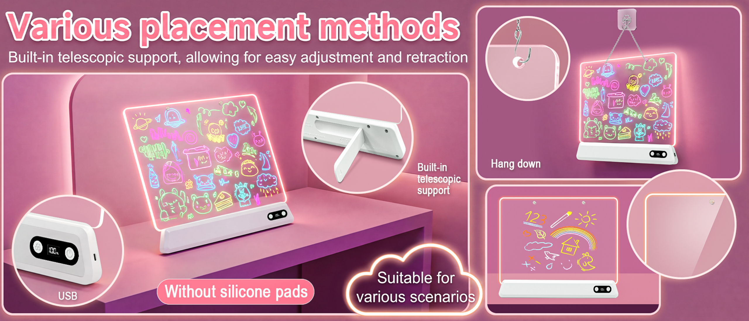 Luminous Sketchpad，Drawing board lamp，Children's drawing board，