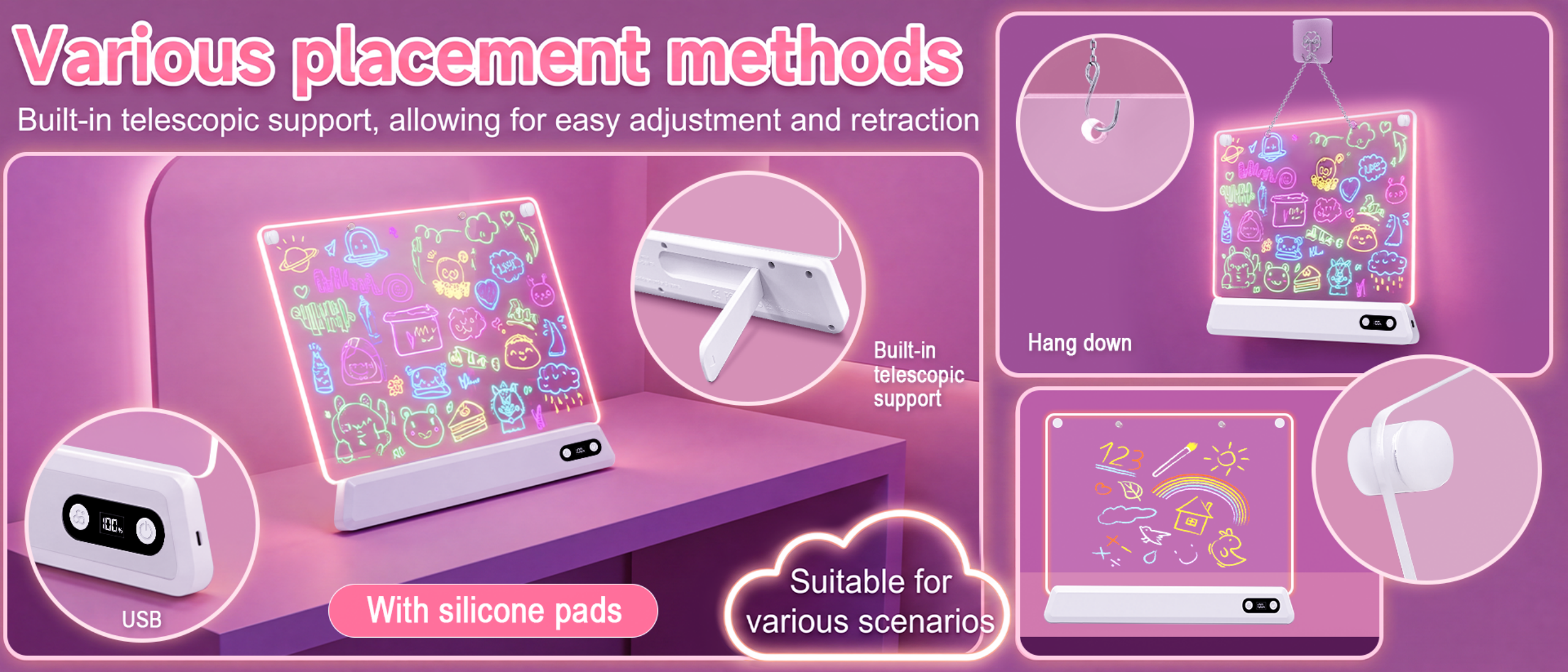 Luminous Sketchpad，Drawing board lamp，Children's drawing board，