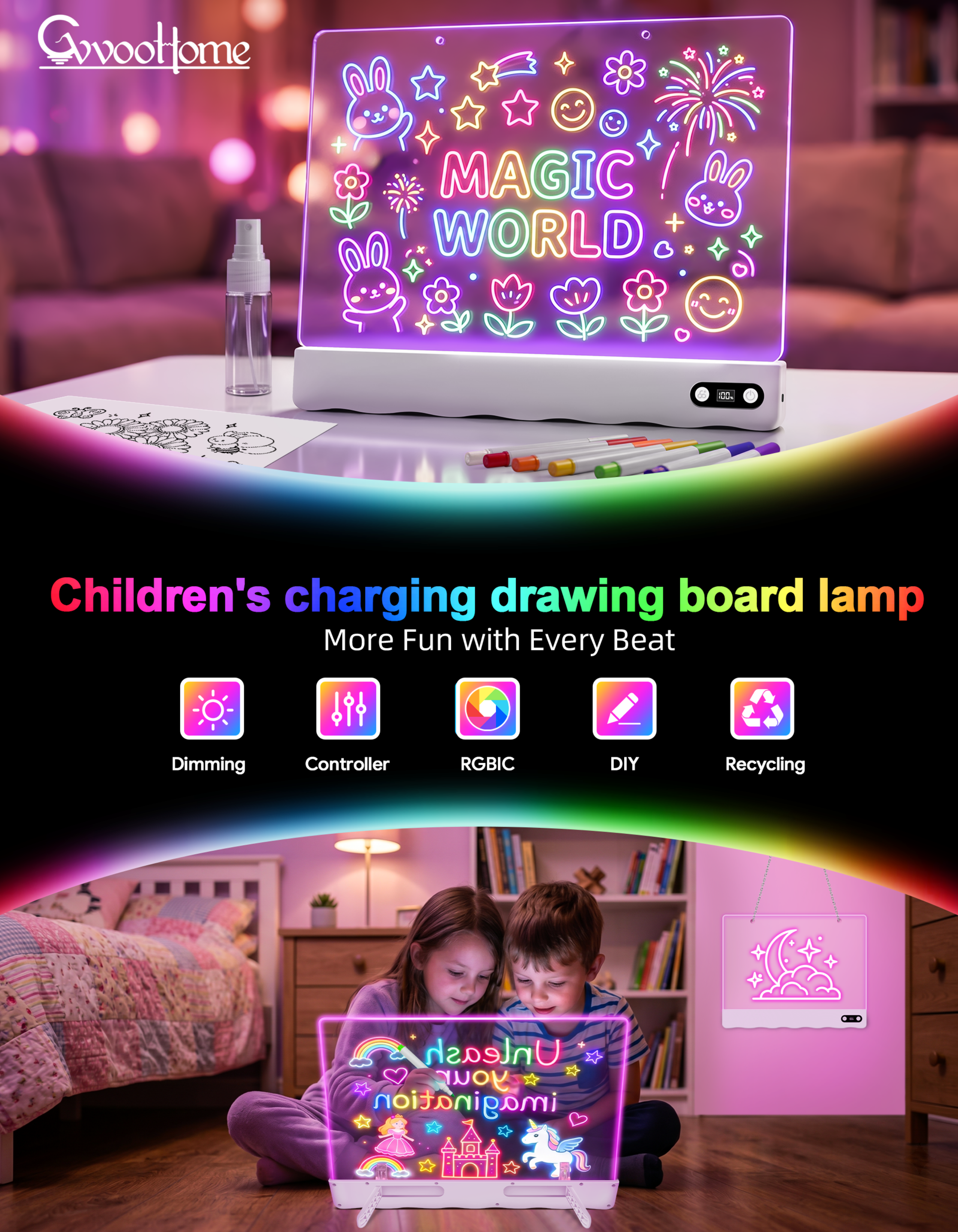 Drawing board lamp，Luminous Sketchpad，Drawing board，