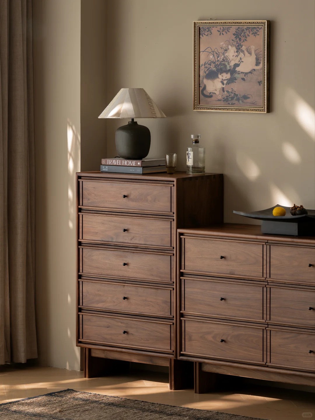 Bucket cabinet design，Residential Furniture，Black walnut furniture，Solid wood furniture，Original design，furniture design ，