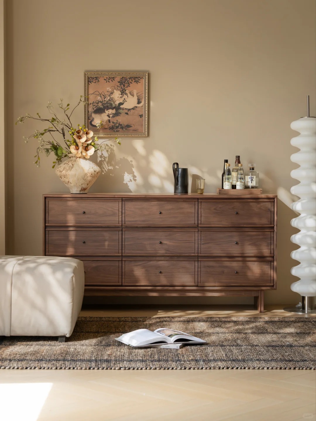 Bucket cabinet design，Residential Furniture，Black walnut furniture，Solid wood furniture，Original design，furniture design ，