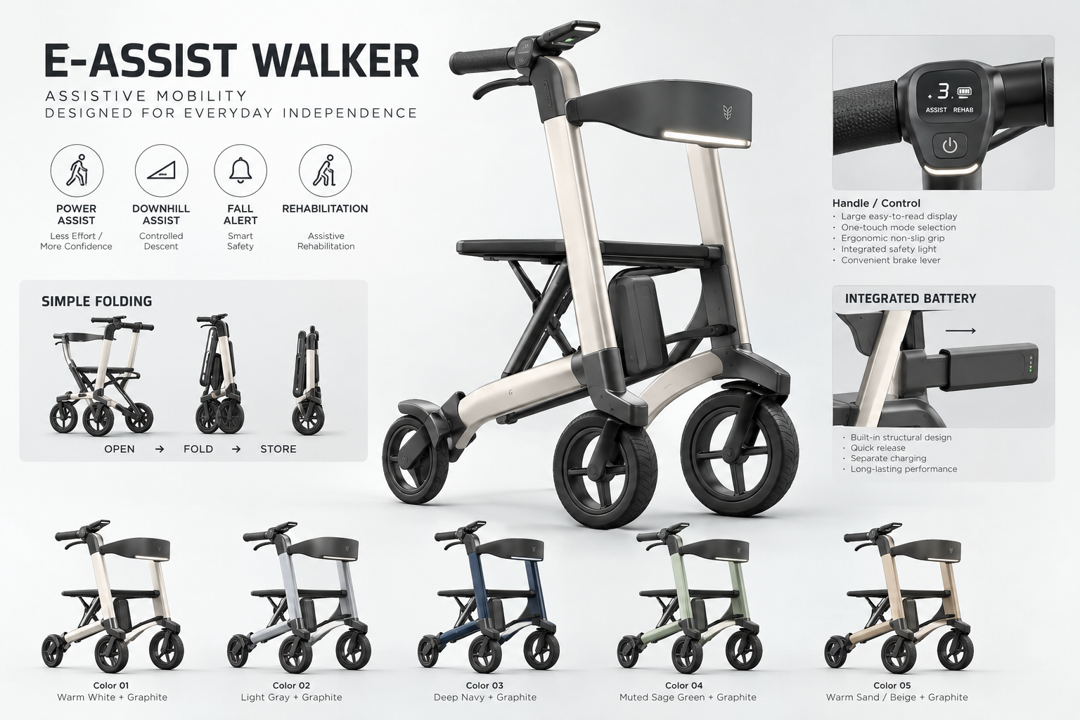 Suitable aging，Kang Yang，Walking aid，electric walker，concept，