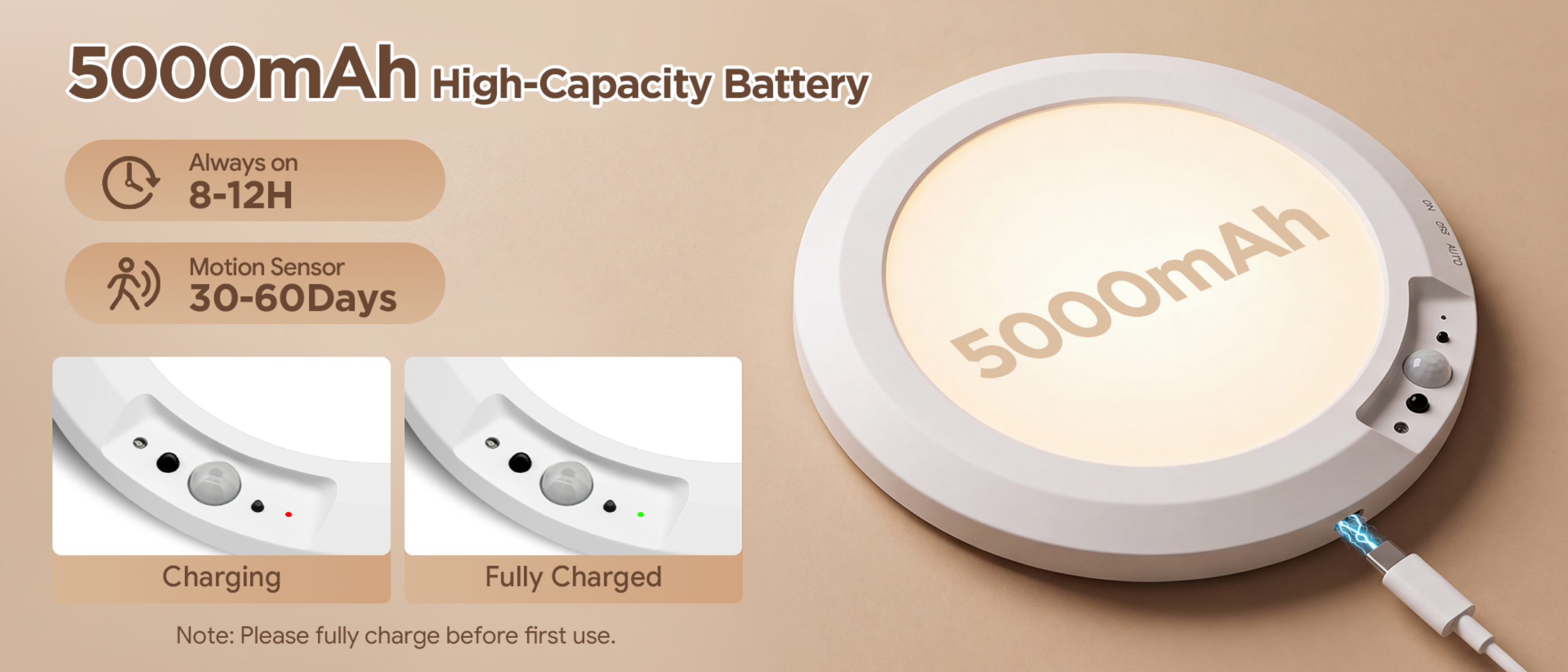 Rechargeable ceiling light，Ceiling lamp，Three-color ceiling lamp，