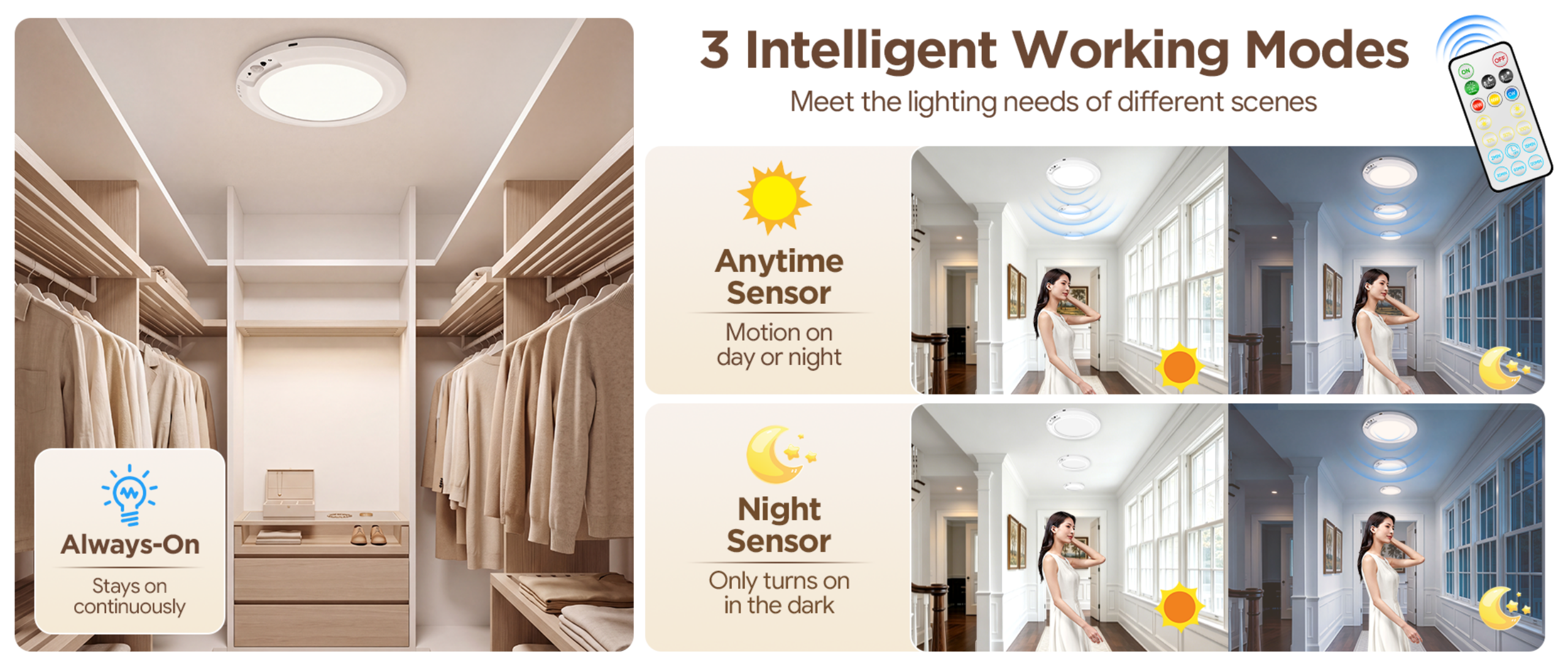 Rechargeable ceiling light，Ceiling lamp，Three-color ceiling lamp，