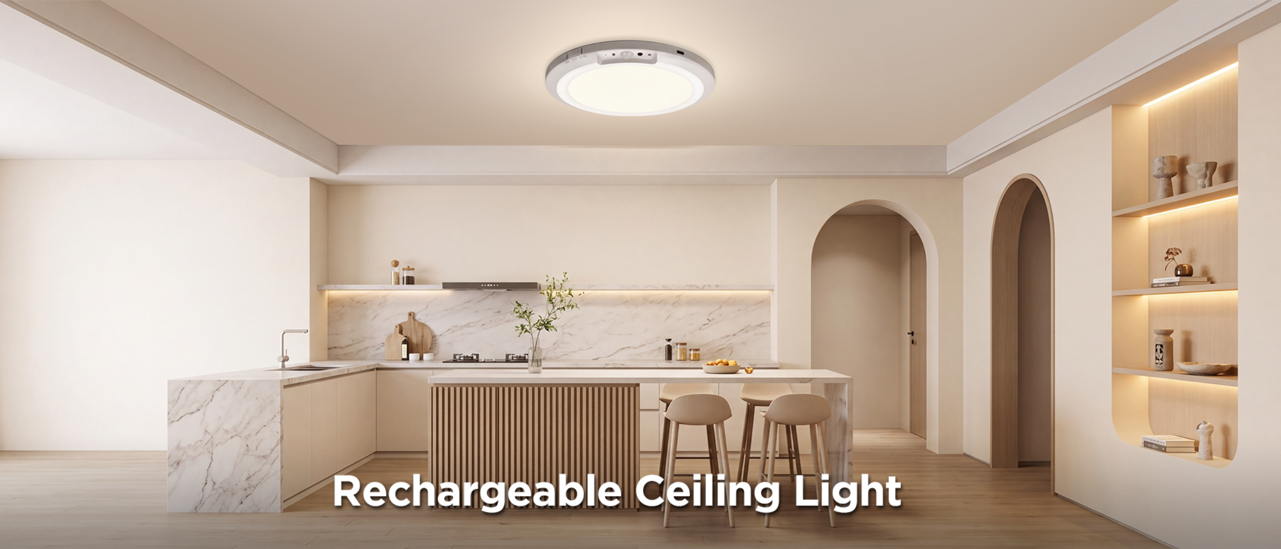 Rechargeable ceiling light，Ceiling lamp，Three-color ceiling lamp，