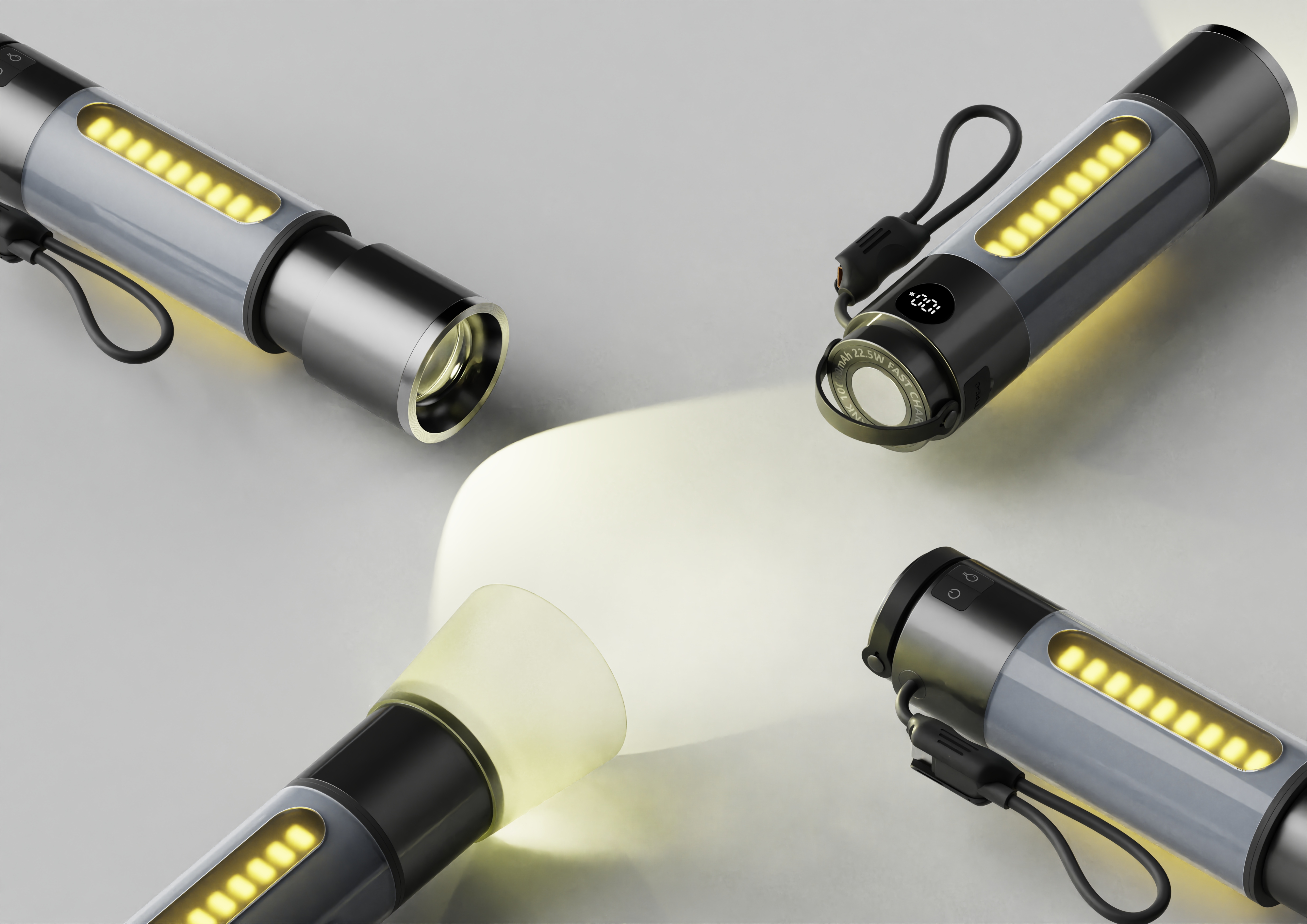 portable source，portable battery，Flashlight，Atmosphere lamp，Sense of science and technology，Lanyard data line，
