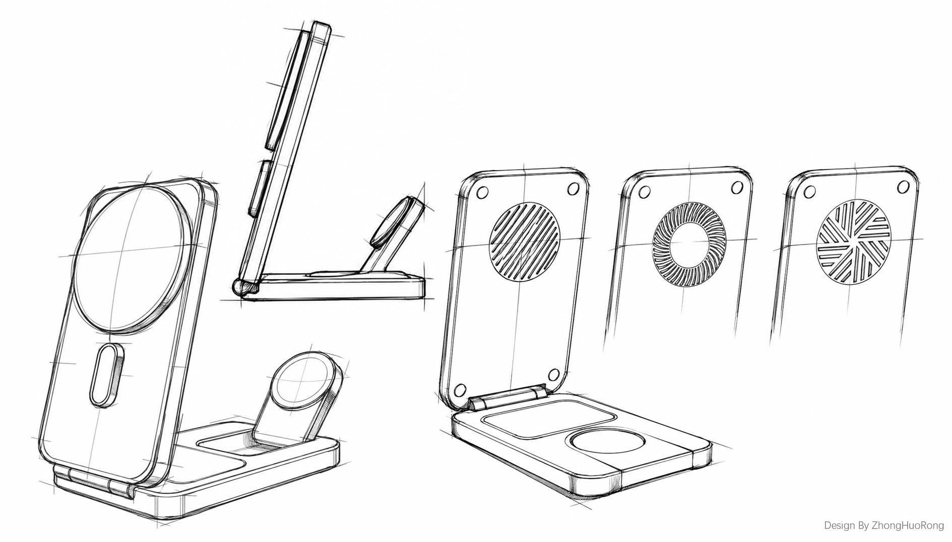 Original design，industrial design，product design，3C Consumer，Air-cooled portable three-in-one，Apple Family Barrel，