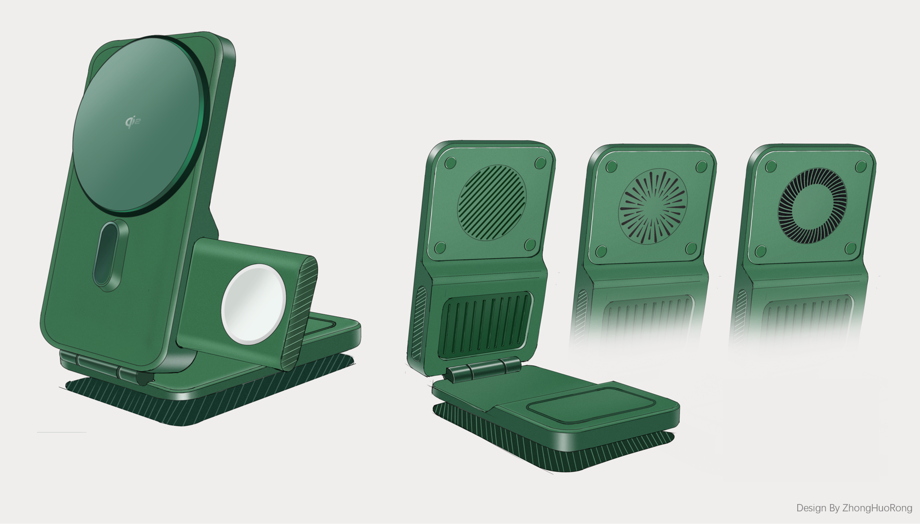 Original design，industrial design，product design，3C Consumer，Air-cooled portable three-in-one，Apple Family Barrel，