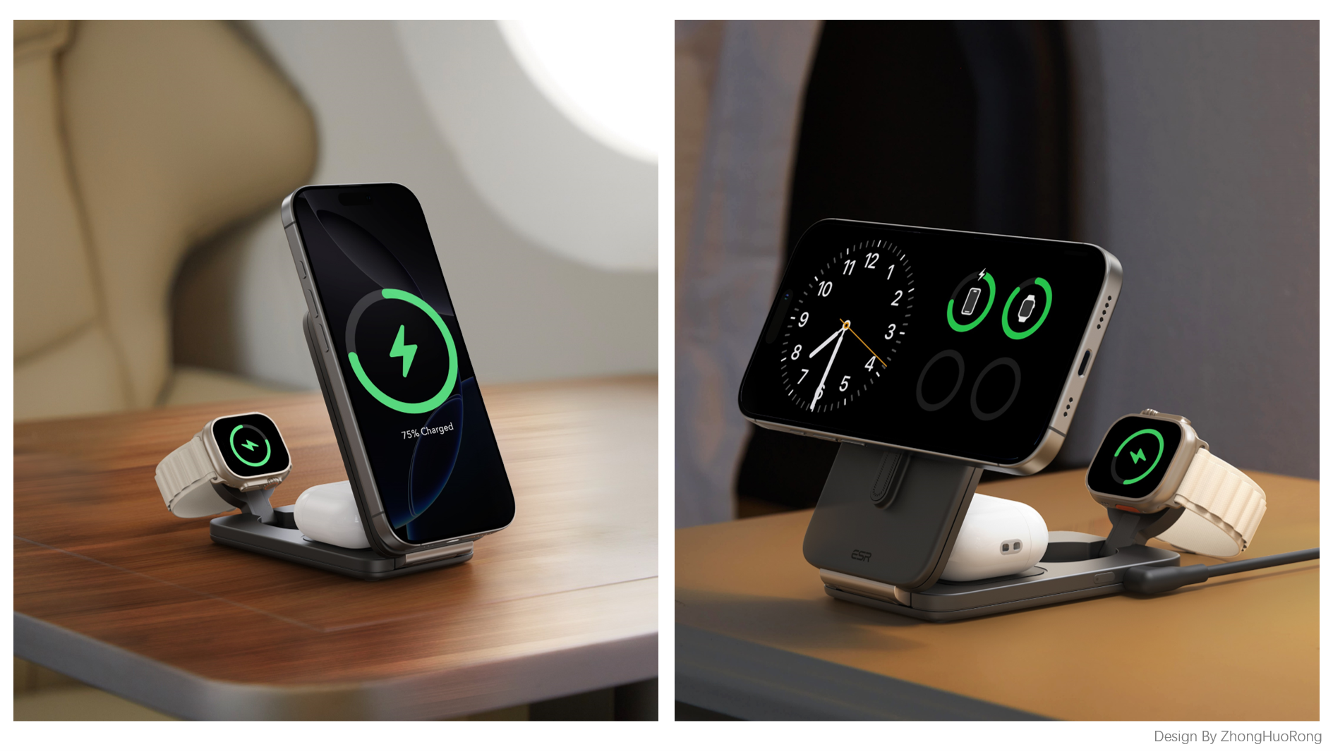 Original design，industrial design，product design，3C Consumer，Air-cooled portable three-in-one，Apple Family Barrel，