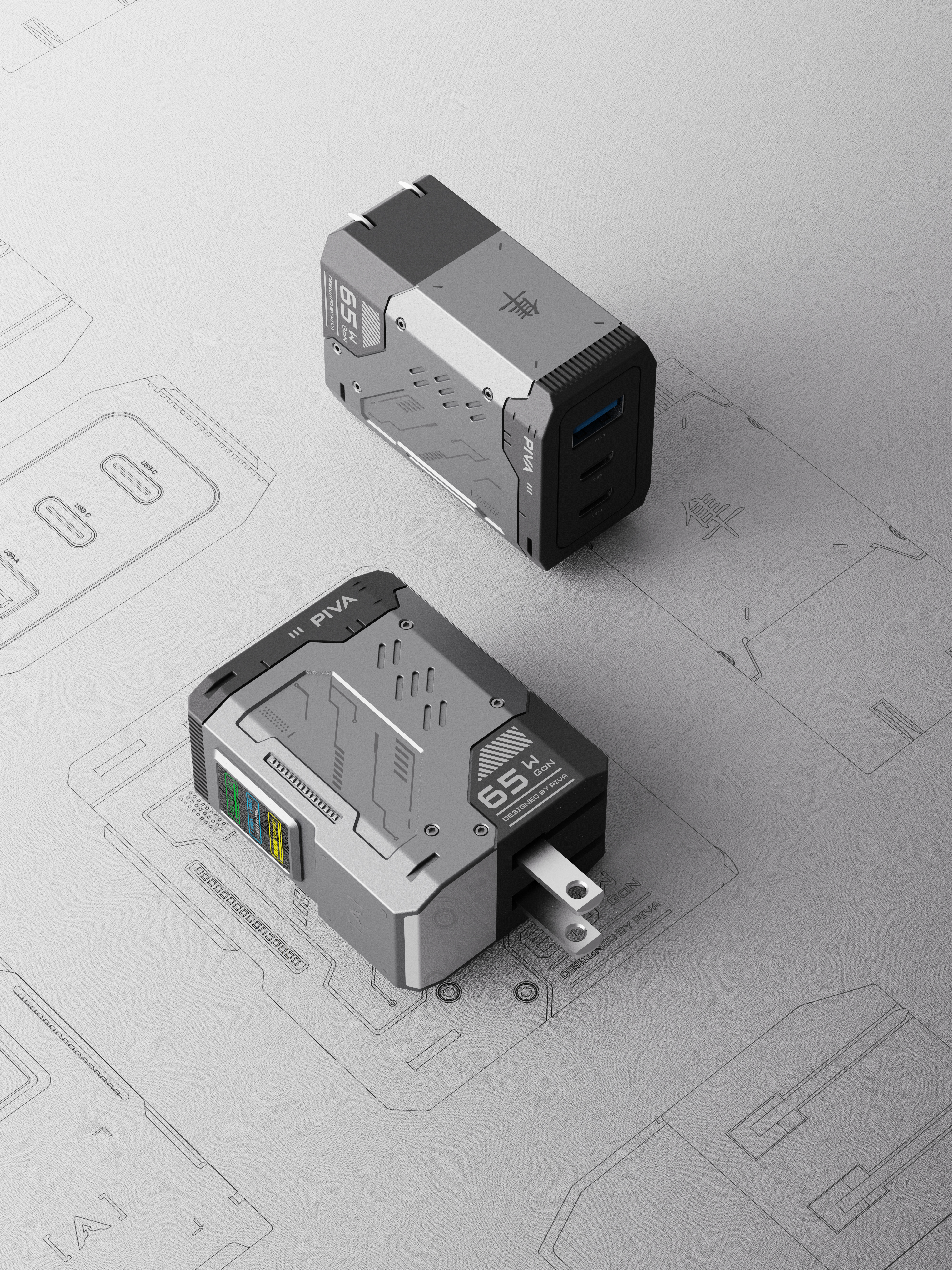Gallium Nitride Charging Head，PD fast charging head，65W charging head，Charger，Multi device charging，