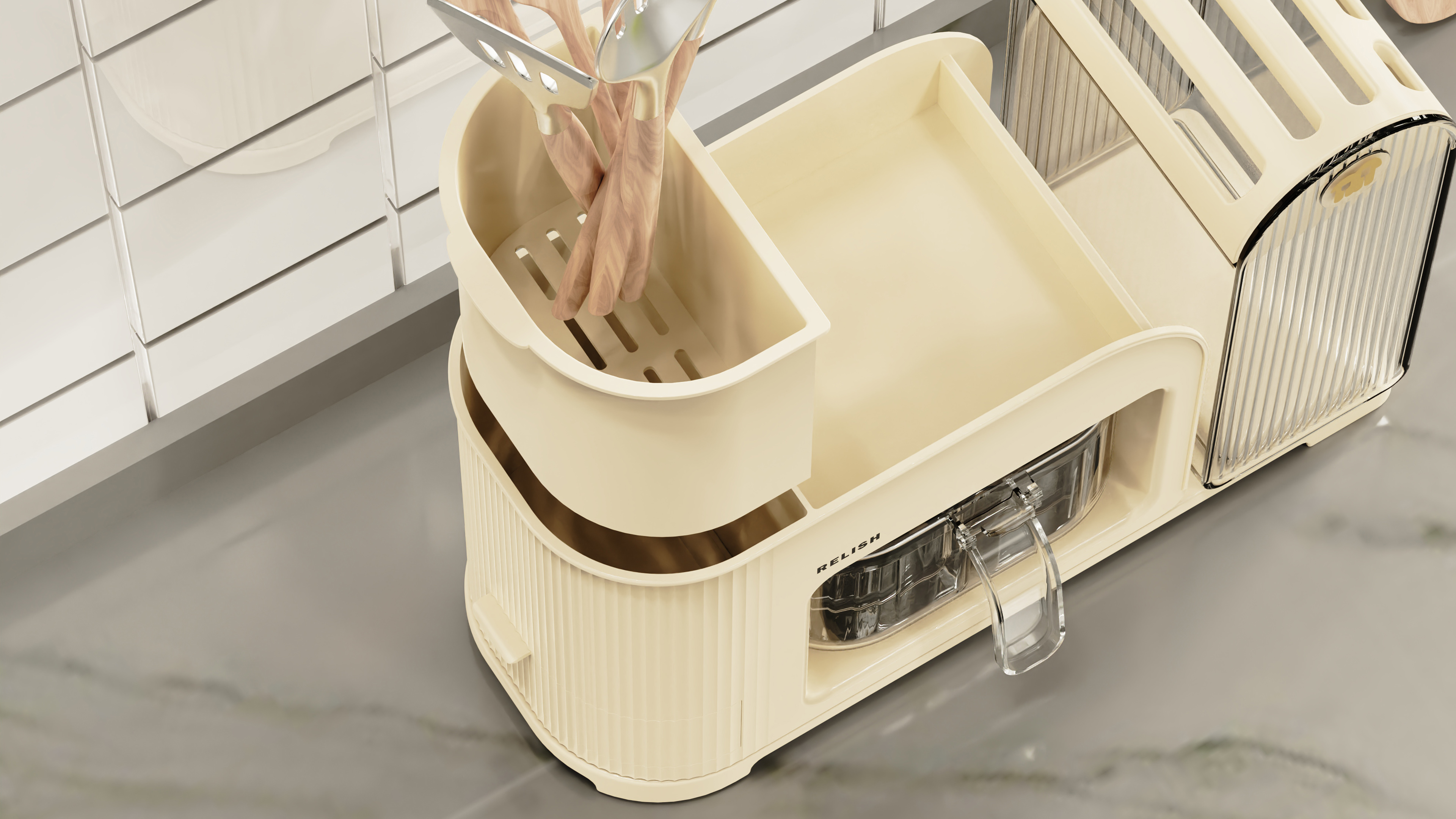 product design，industrial design，Multi-functional kitchen rack design，Kitchen Storage Design，Multi-functional storage product design，Product design case，Household Products Design，Kitchen supplies design，
