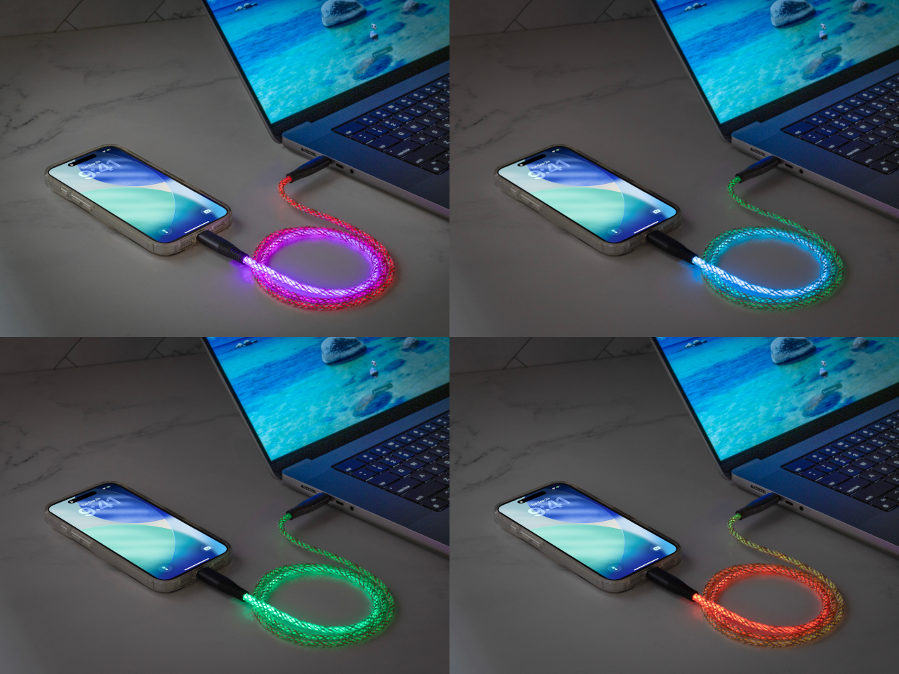 GloBright，Full color LED luminous charging cable，data line，Digital accessories，