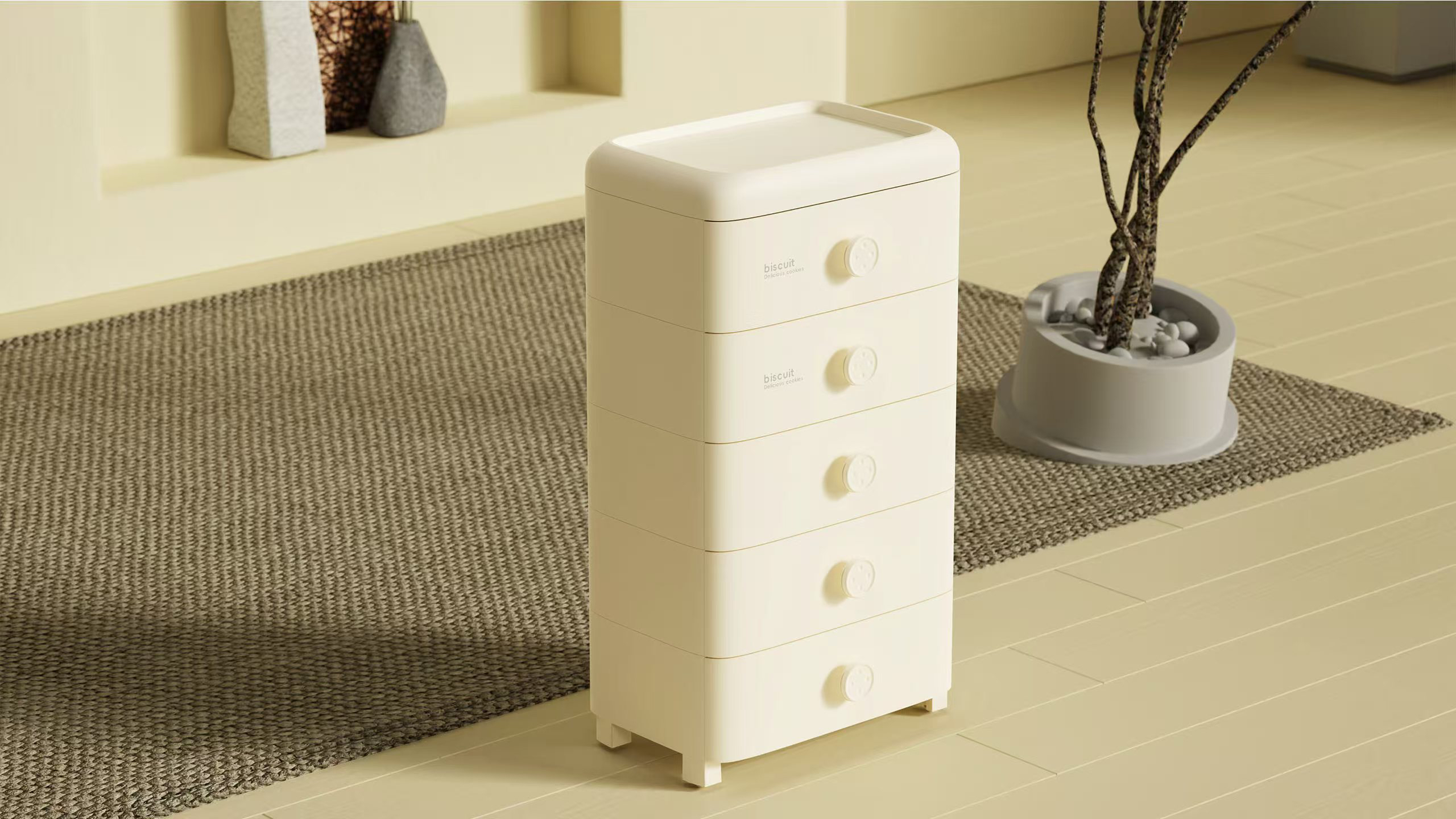 Storage cabinet，Milk FuFu，Will be rounded to the end，Home storage，Cream Home，