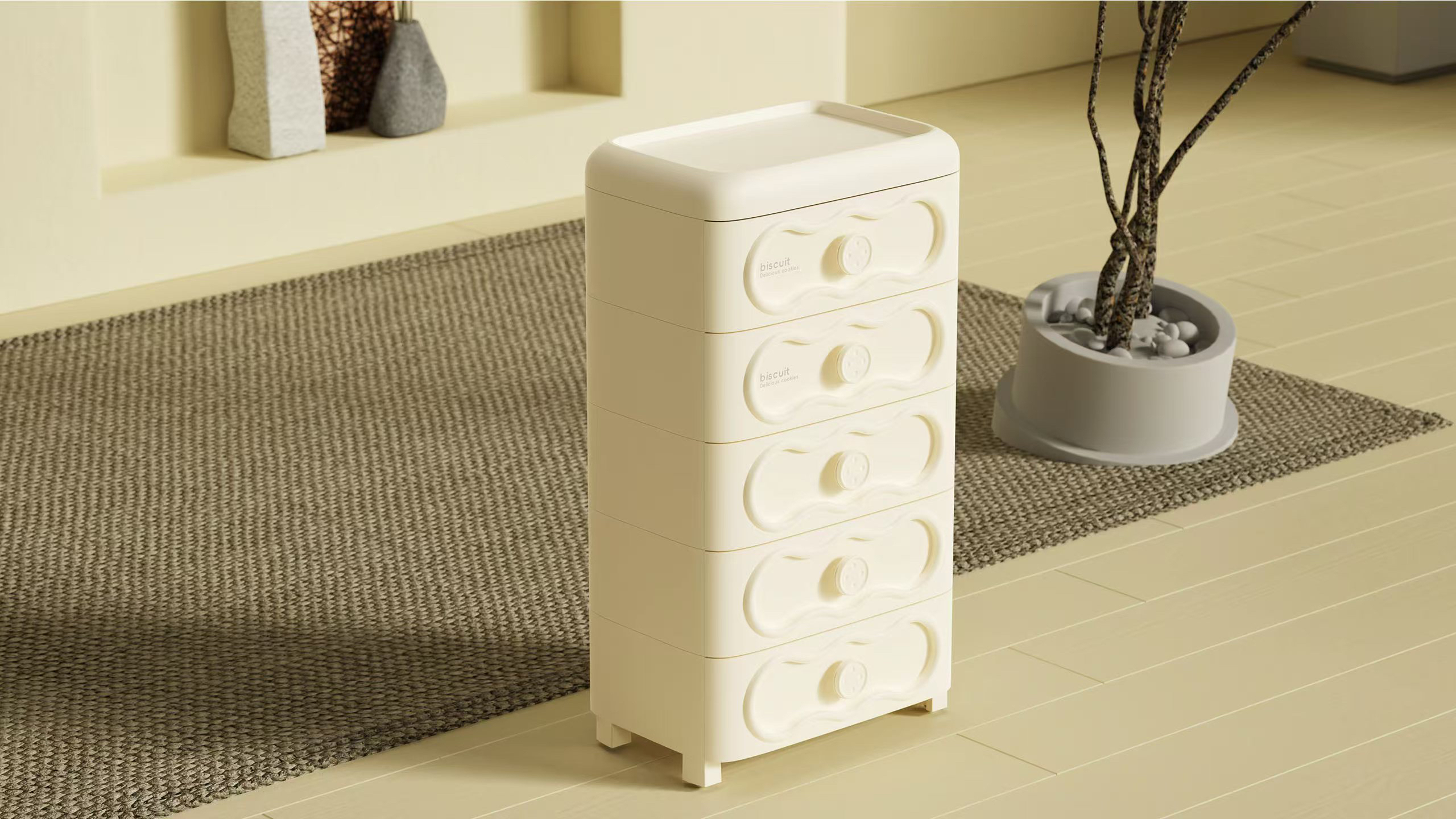 Storage cabinet，Milk FuFu，Will be rounded to the end，Home storage，Cream Home，