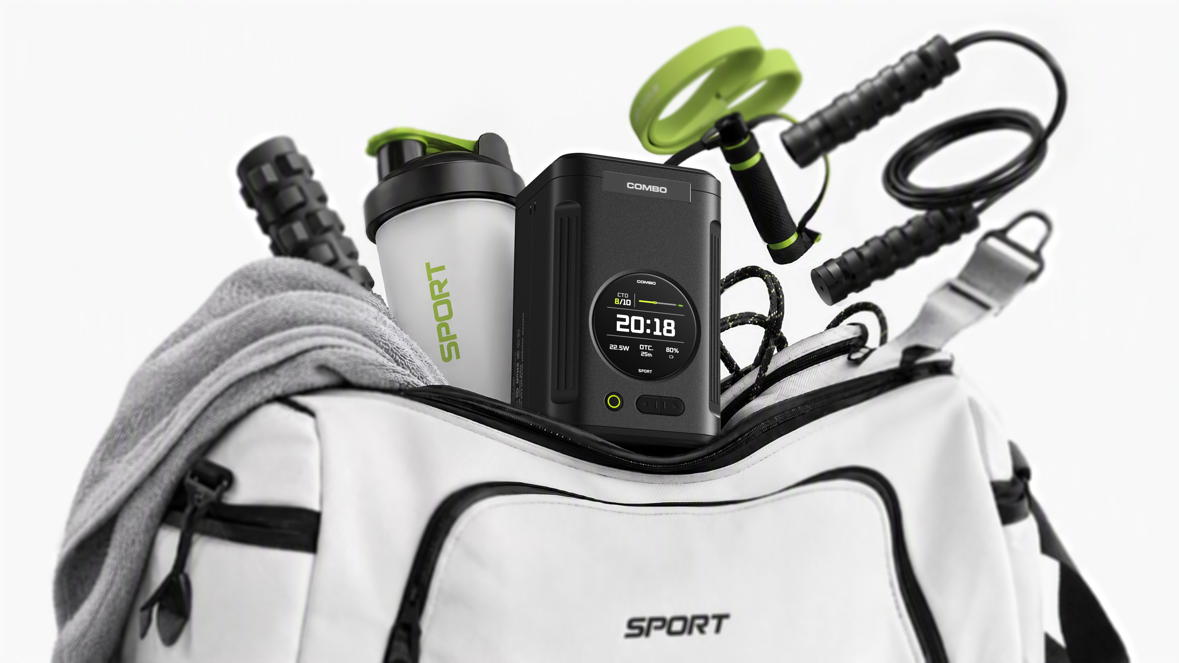 product design，Render，portable battery，sample reels，Bodybuilding，