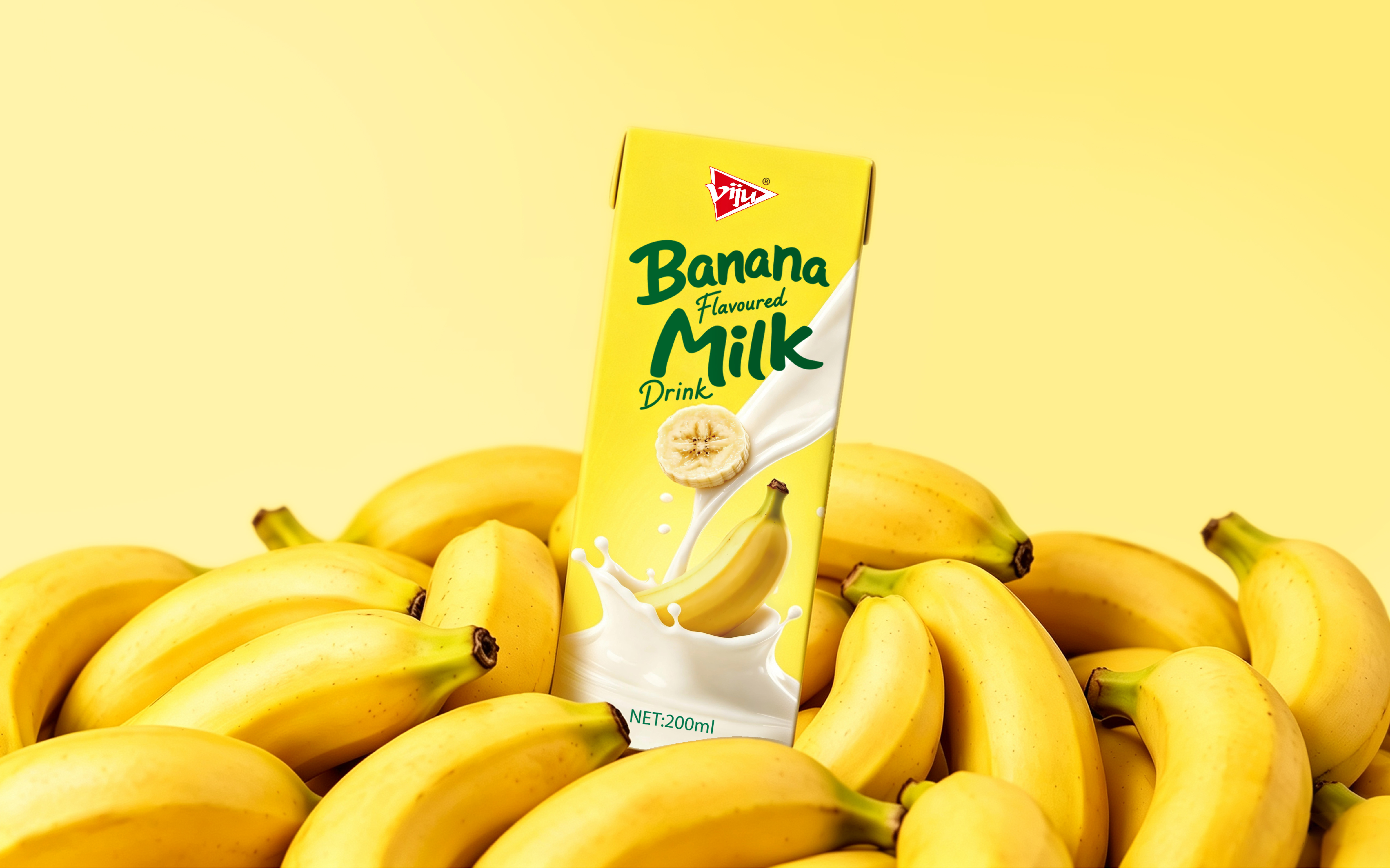 packing design，beverage packaging，Food packaging design，viju，Brand vision，Packaging Case，Banana milk，yellow，