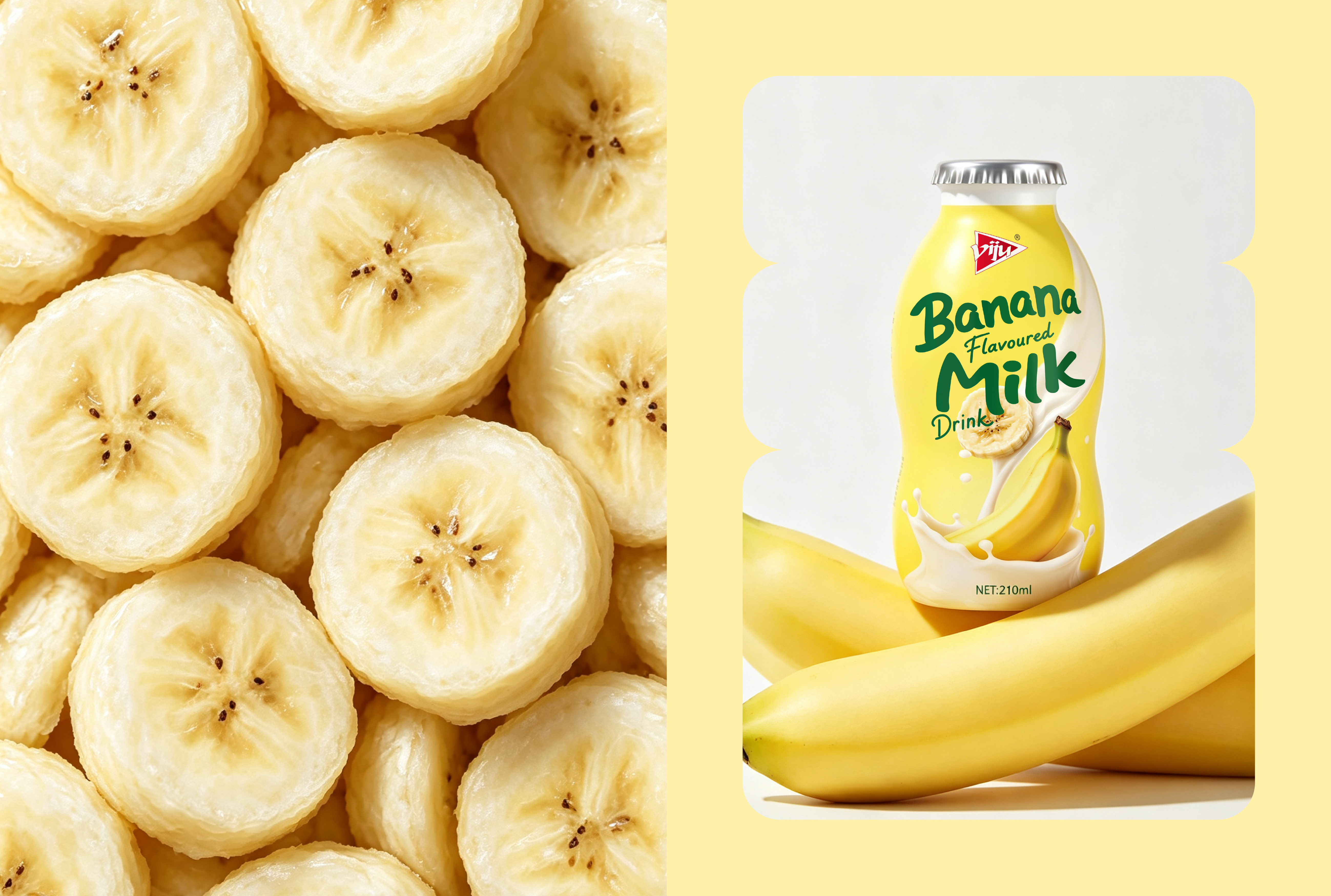 packing design，beverage packaging，Food packaging design，viju，Brand vision，Packaging Case，Banana milk，yellow，