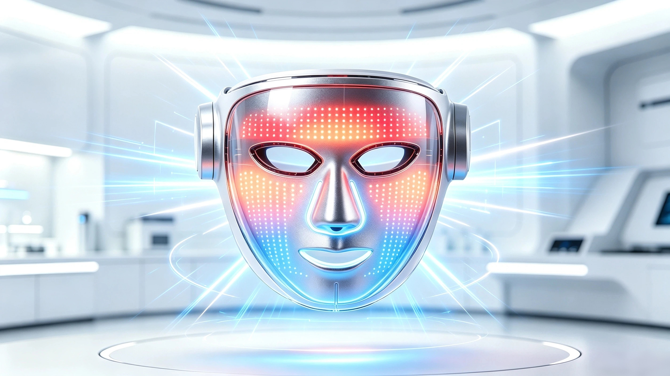 Skin rejuvenation with phototherapy，cosmetology，face shield，