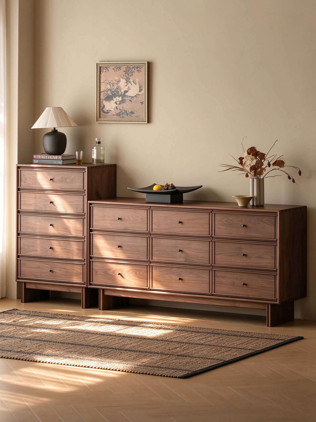 Bucket cabinet design，Residential Furniture，Black walnut furniture，Solid wood furniture，Original design，furniture design ，