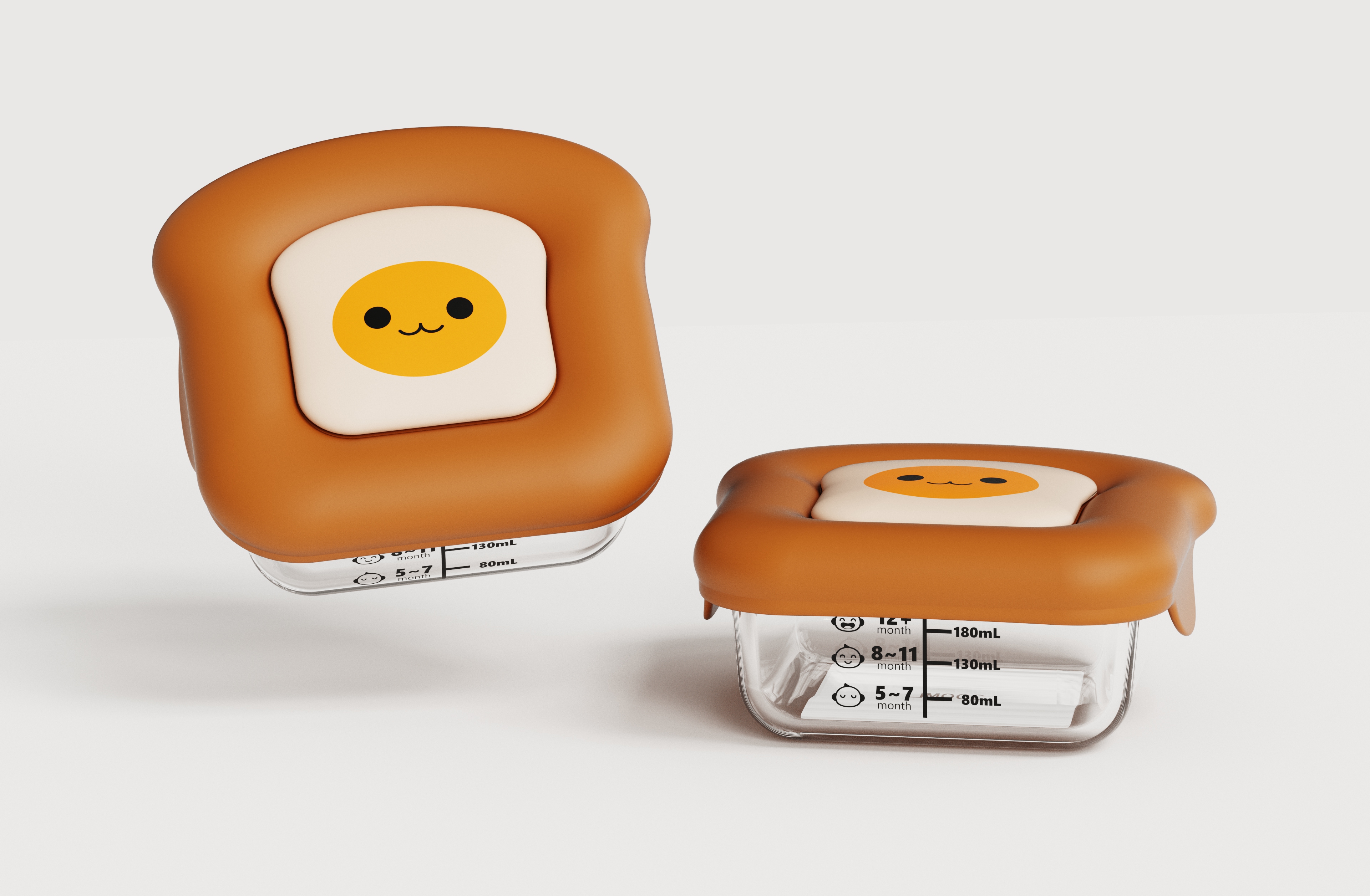 Glass food supplement box，lovely，Mother and baby，