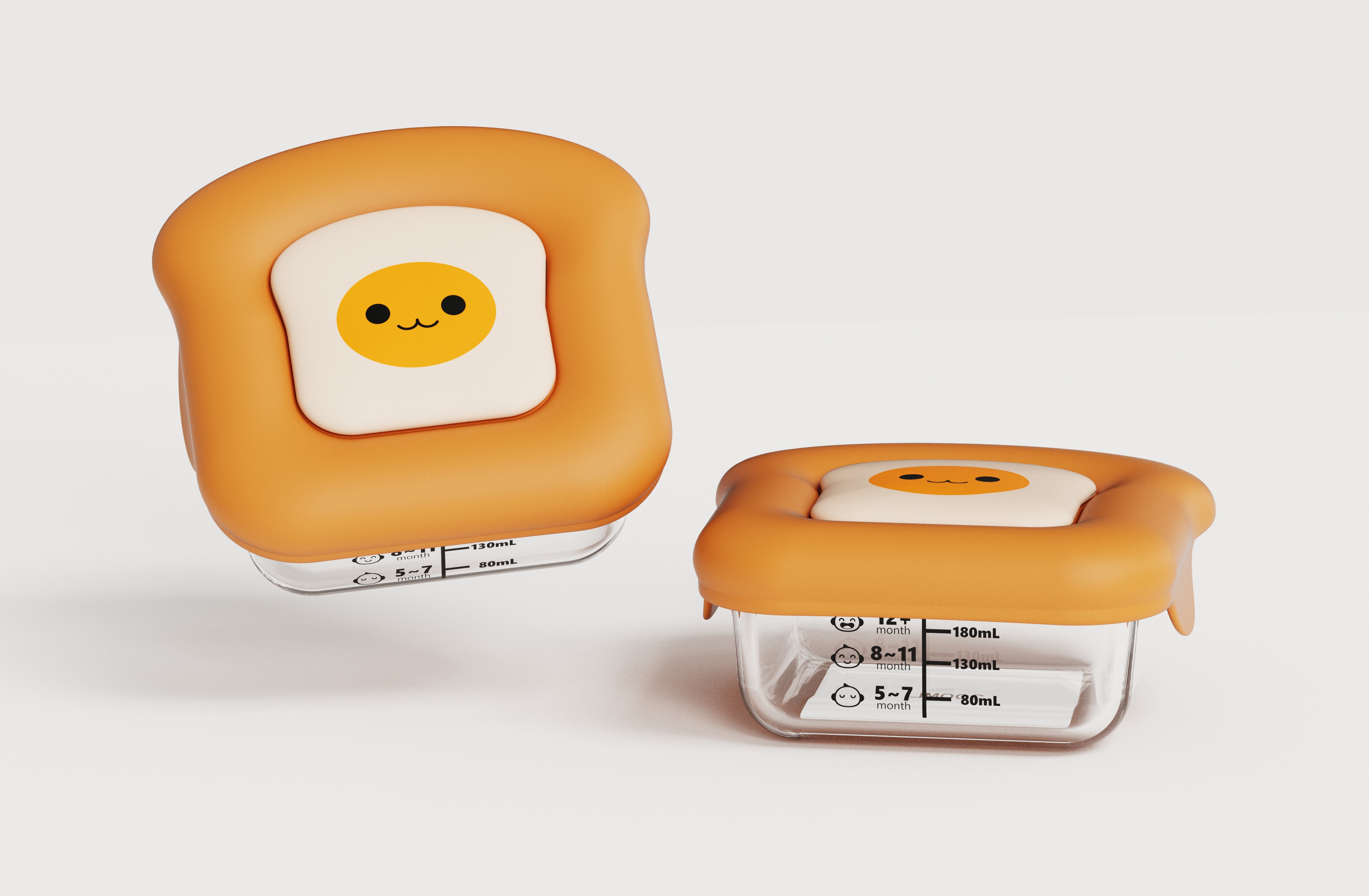 Glass food supplement box，lovely，Mother and baby，