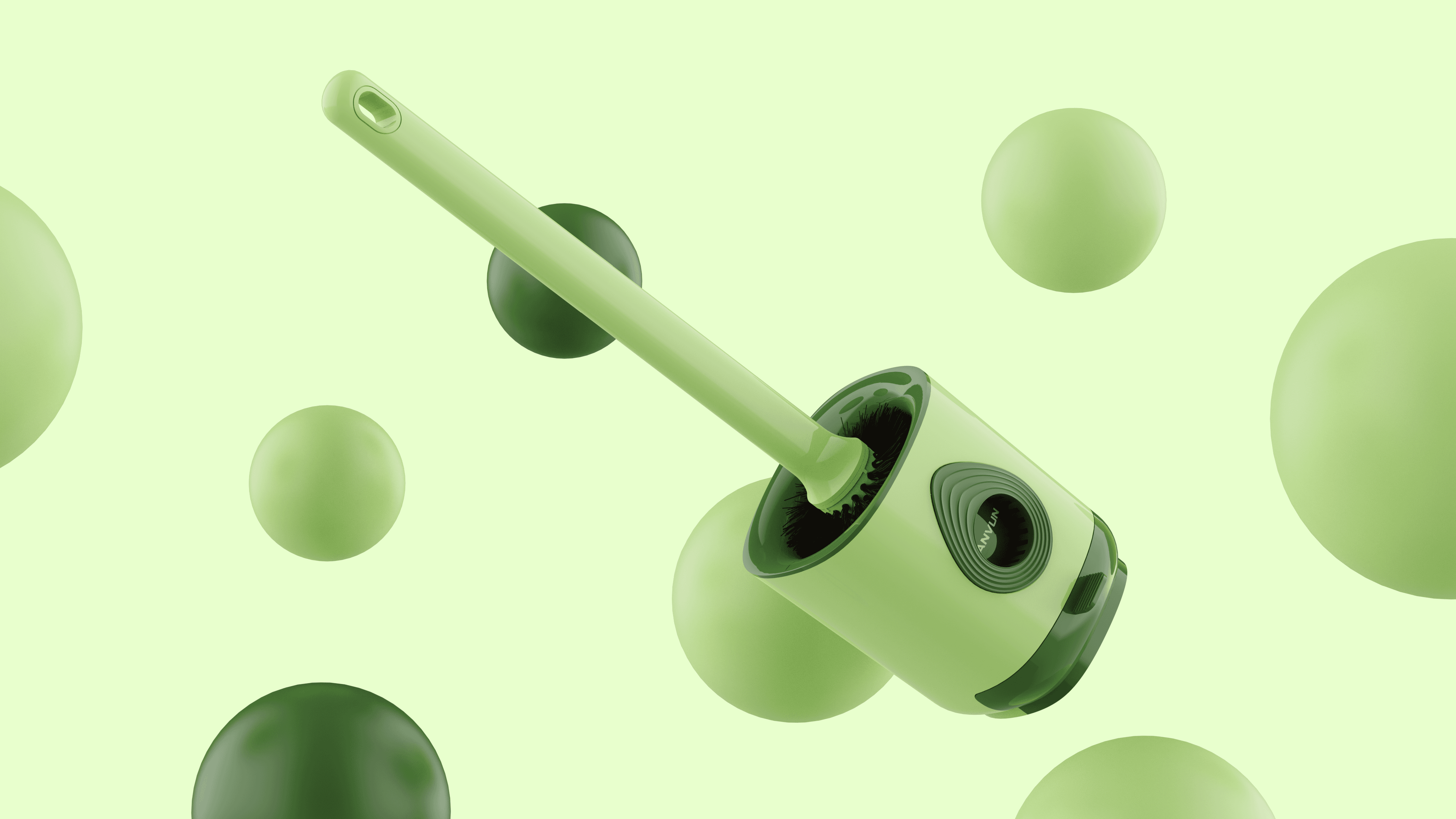 Toilet brush，Pot brush design，Design of Roller Hair Sticker，Household cleaning kit combination design，avocado green color matching，