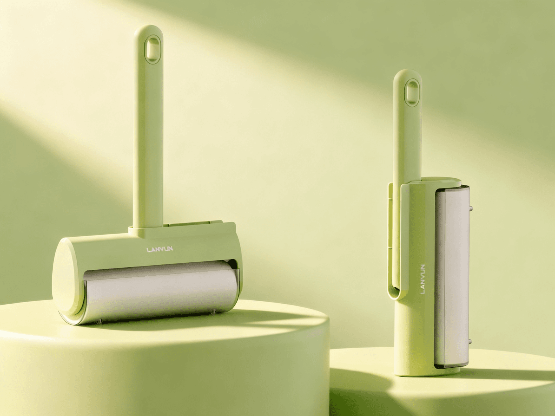 Toilet brush，Pot brush design，Design of Roller Hair Sticker，Household cleaning kit combination design，avocado green color matching，