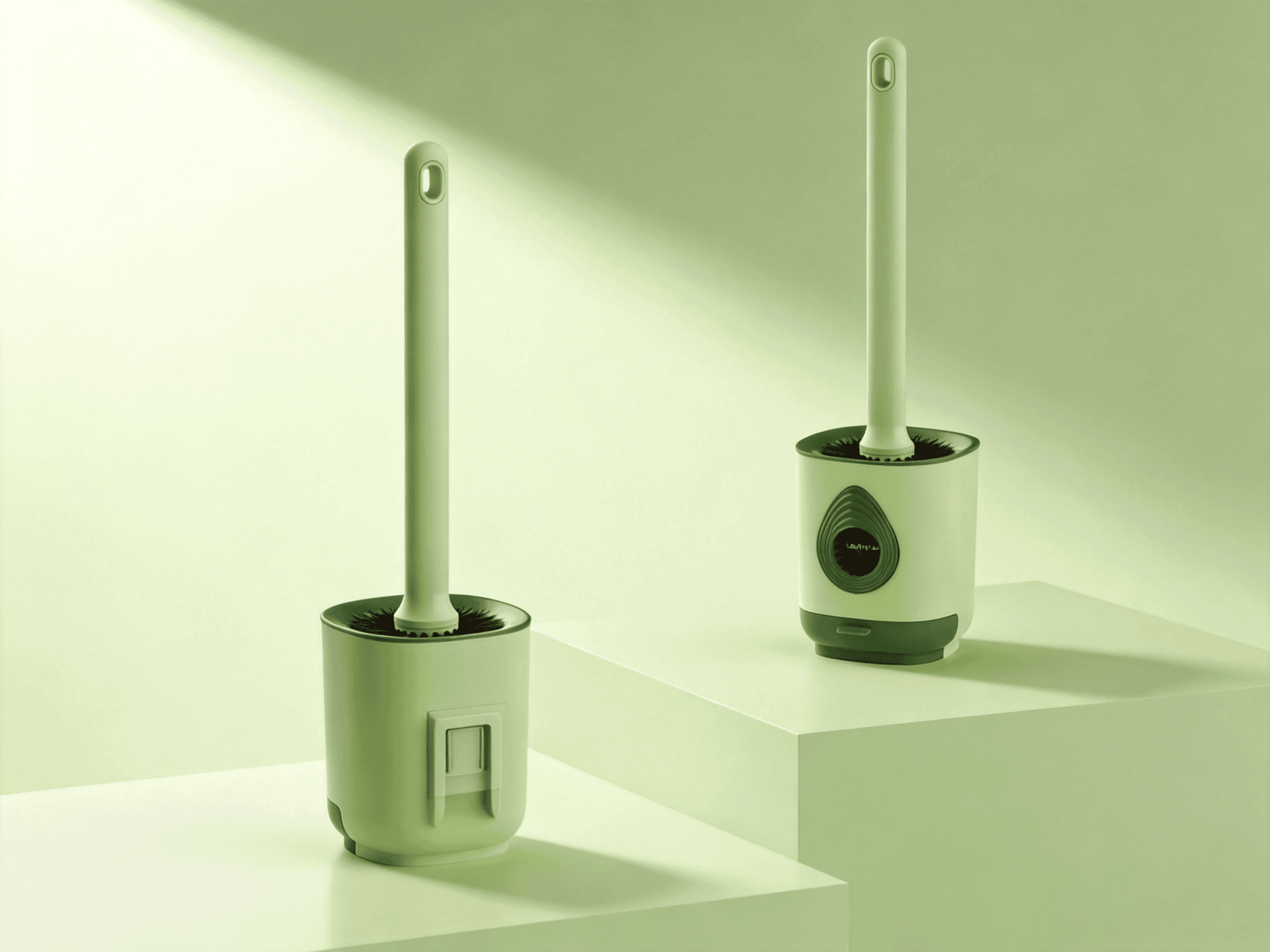 Toilet brush，Pot brush design，Design of Roller Hair Sticker，Household cleaning kit combination design，avocado green color matching，