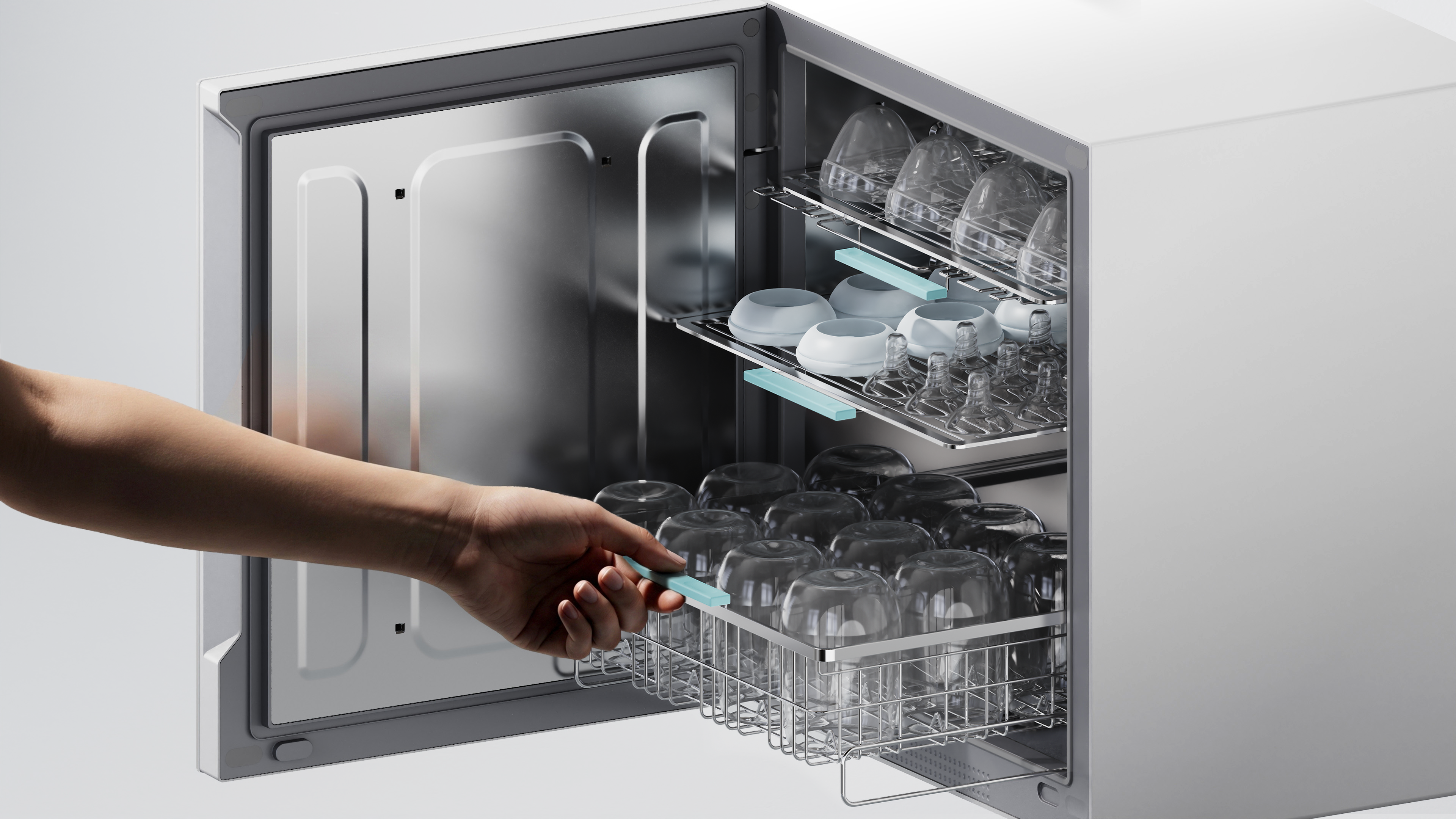 Infant child，Bottle disinfection，Steam sterilization，Maternal and infant products，Nanfeng industrial design，Ultraviolet sterilization，dry，
