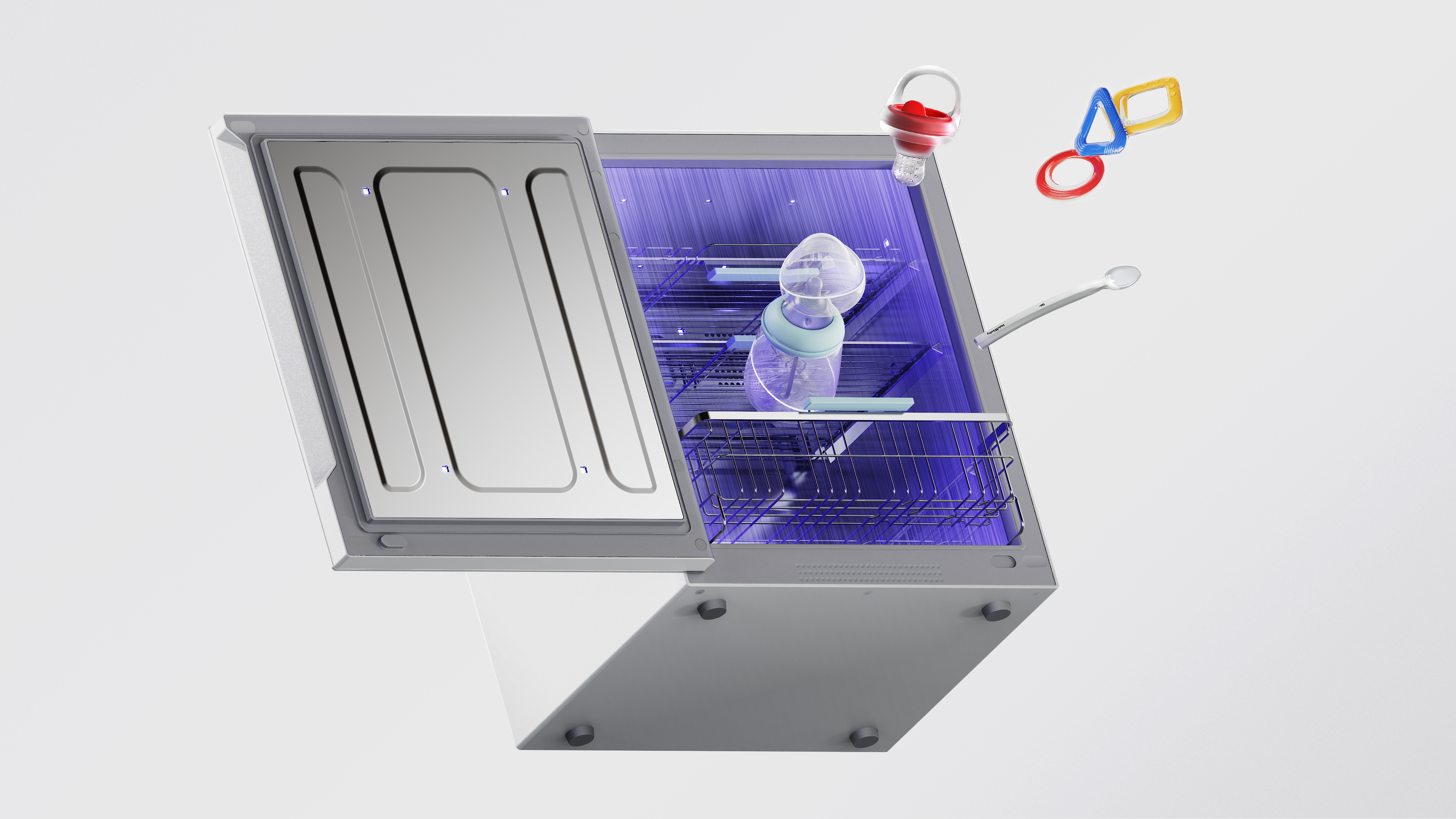 Infant child，Bottle disinfection，Steam sterilization，Maternal and infant products，Nanfeng industrial design，Ultraviolet sterilization，dry，