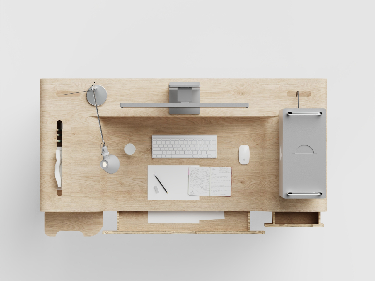 Hollow Desk，plate bending process，Plywood Furniture，double height，