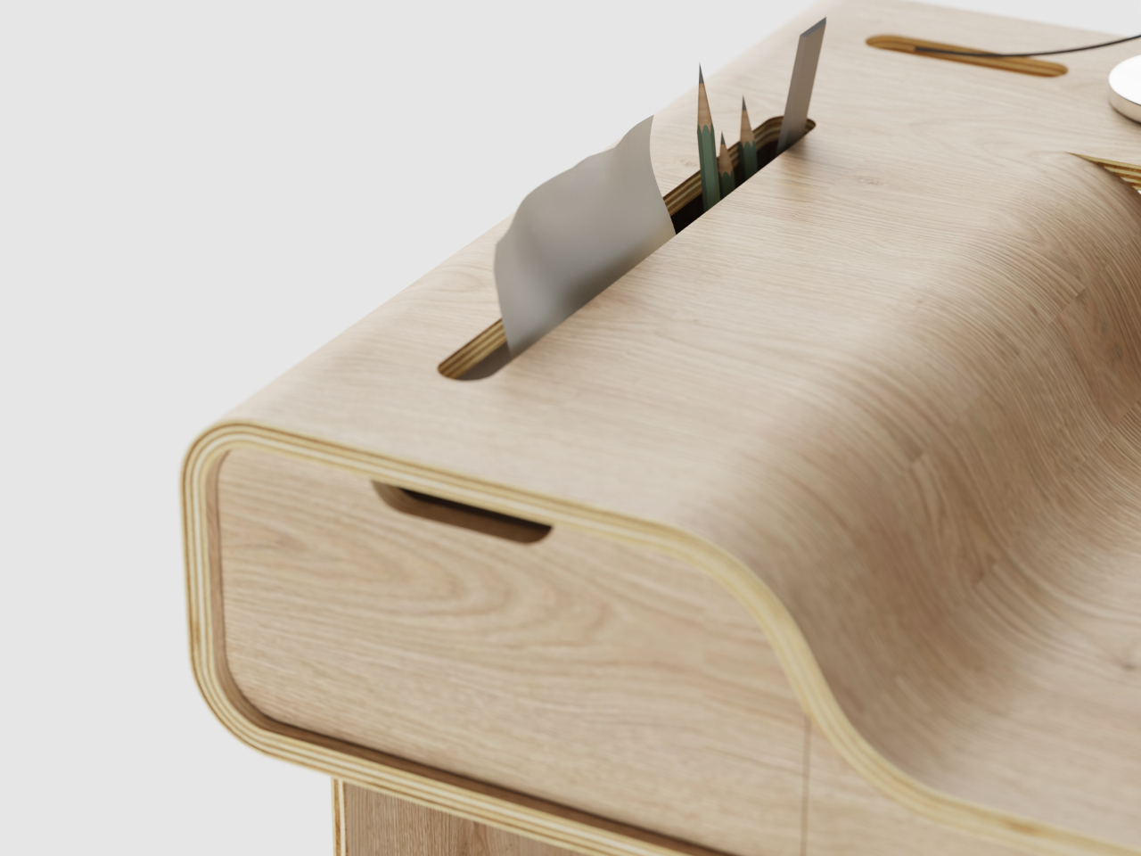 Hollow Desk，plate bending process，Plywood Furniture，double height，