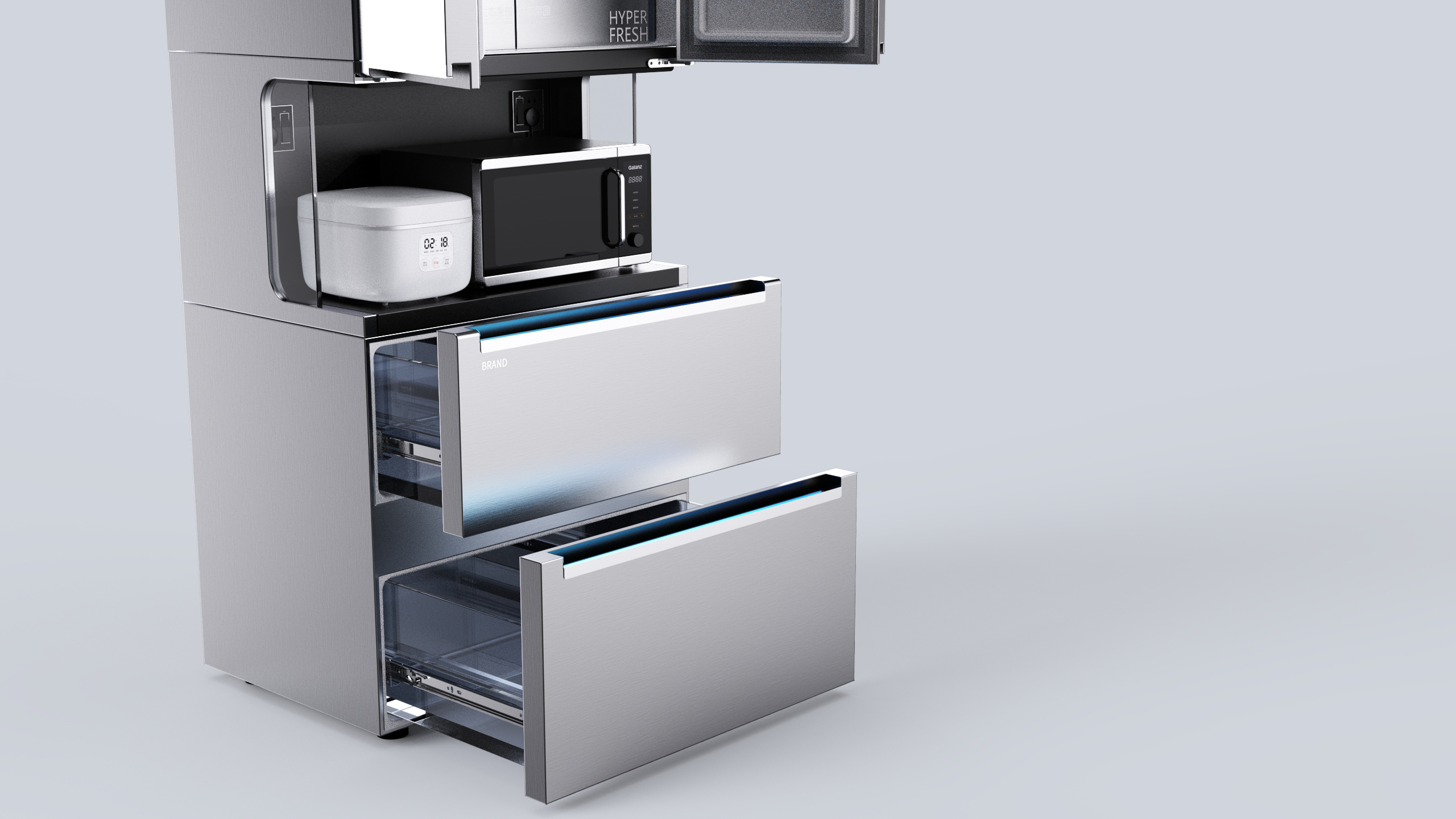 Kitchen appliances，Refrigerator，Appearance design，industrial design，product design，Hand board making，