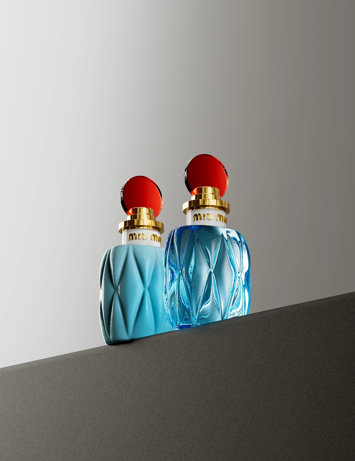 Perfume bottle，cgi，packing design，Miu Miu，