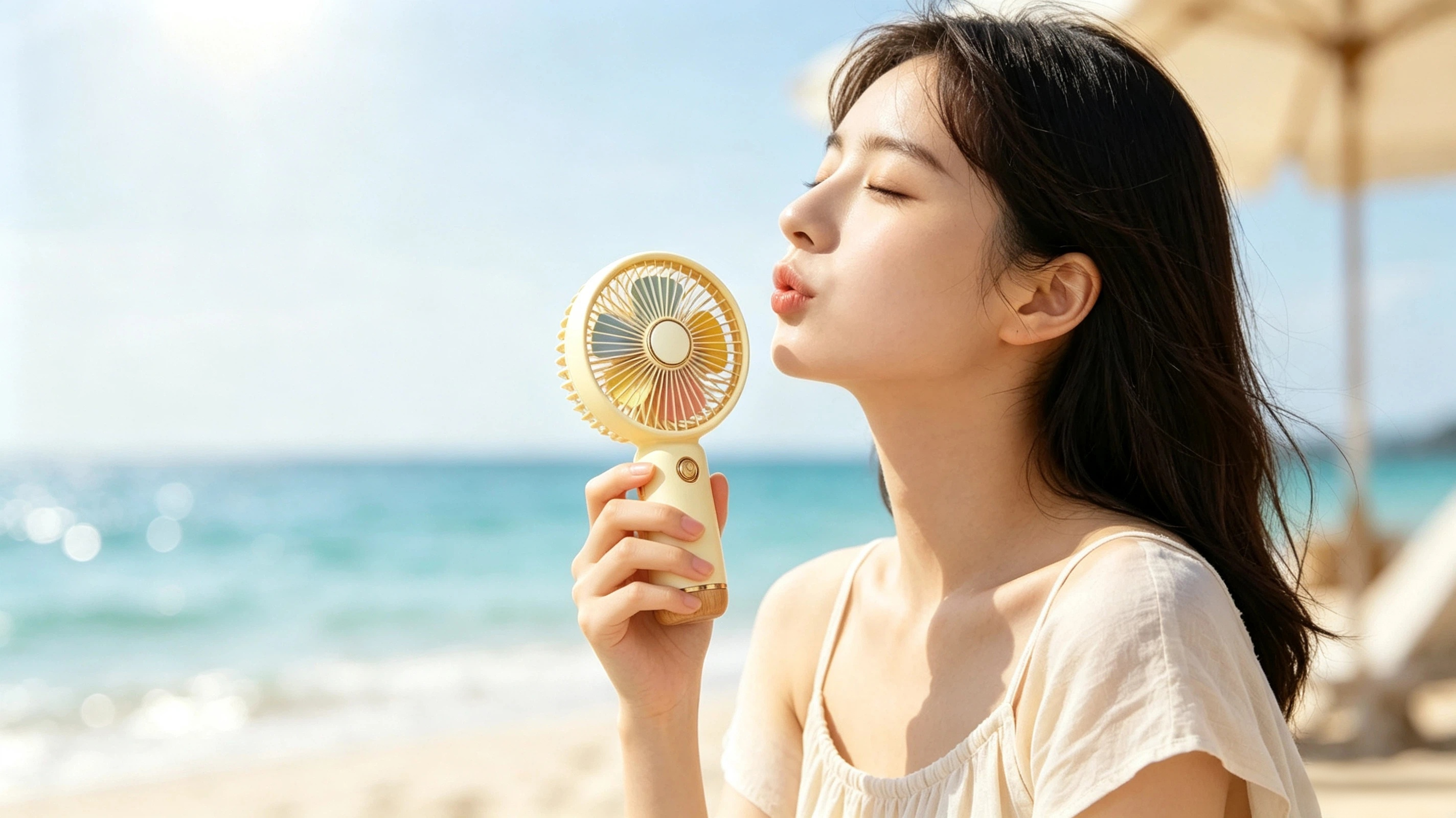 Macaroon，Handheld fan，Portable，