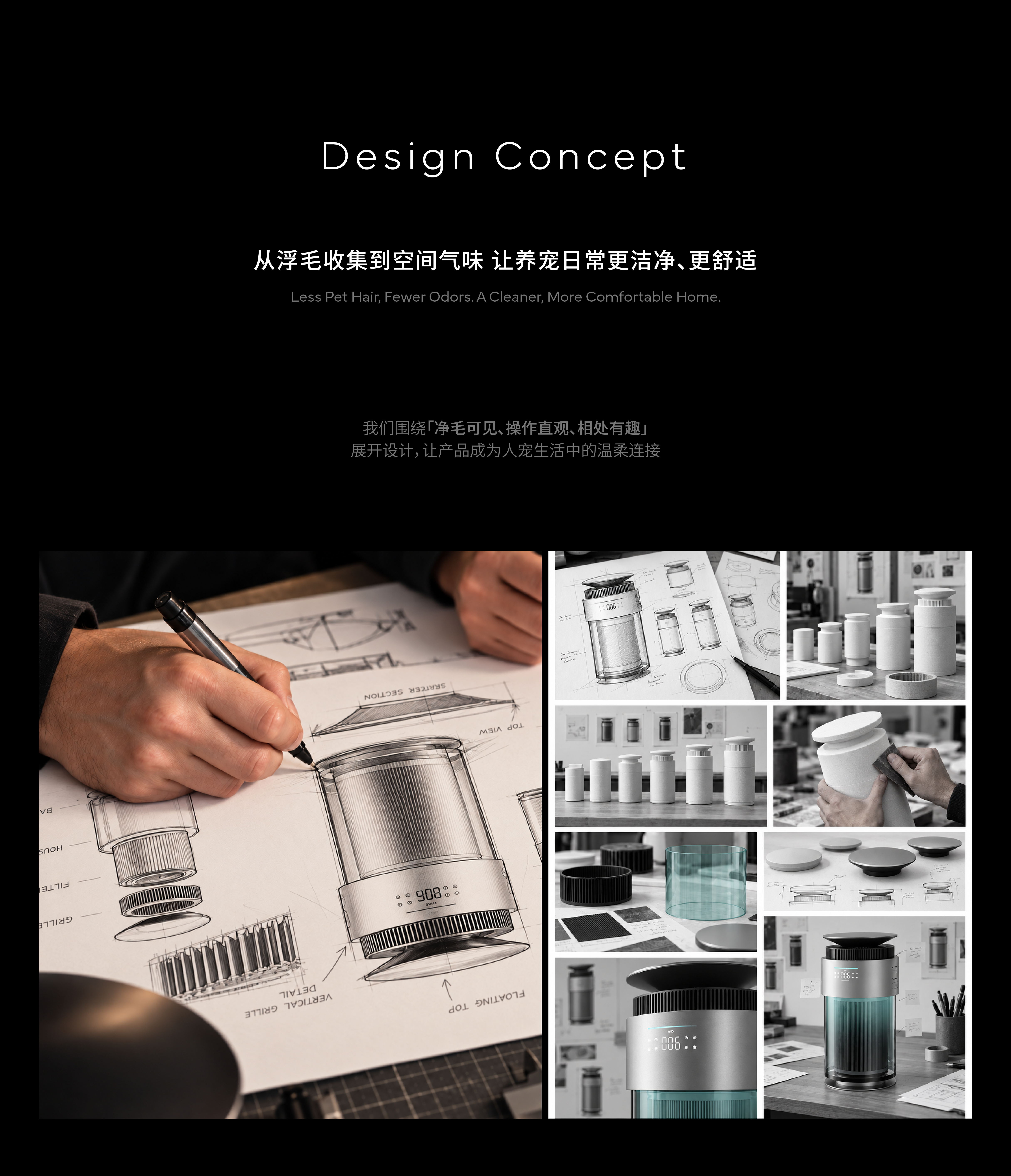 industrial design，Design，air cleaner，Pets，household electrical appliances，Clean Living，Render，Rice husk，
