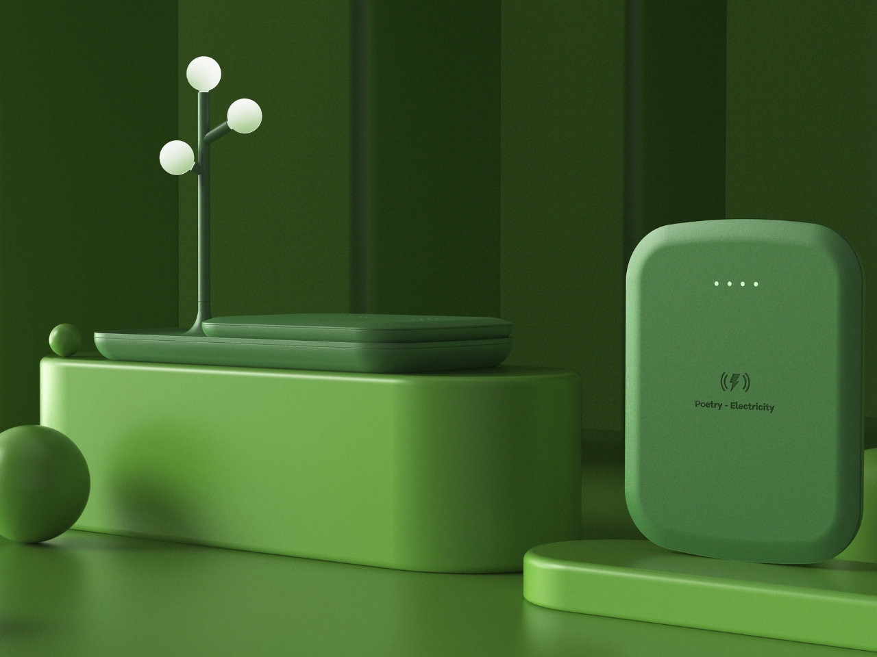 Poetry‑Electricity，conceptual design，wireless charger ，Desktop atmosphere lamp，
