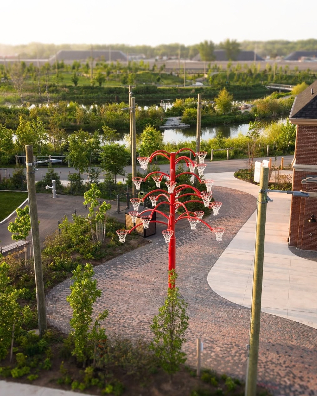 Outdoor public facilities，Sculpture，Basketball hoop，industrial design，