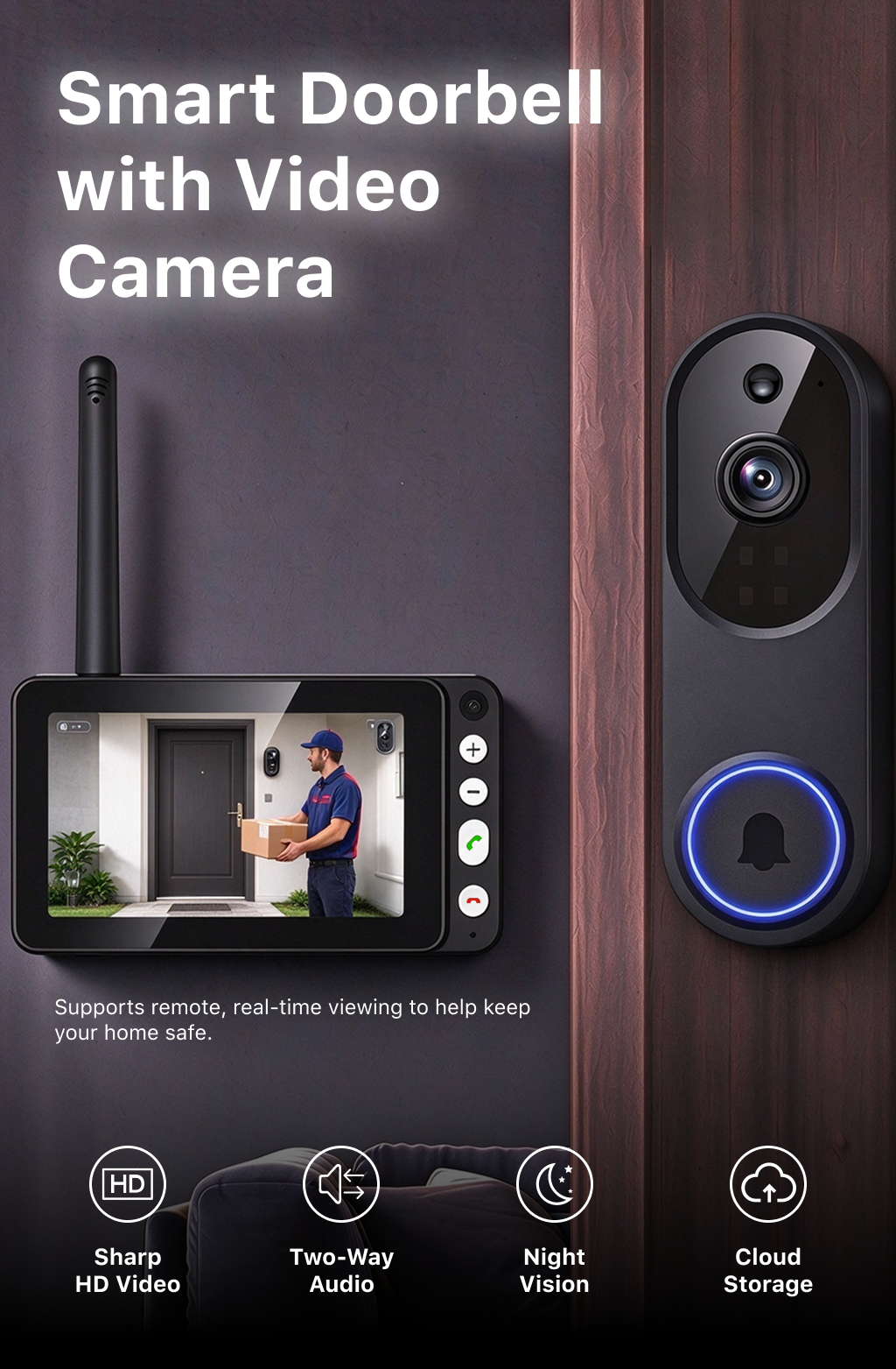 Visual doorbell，Intelligent doorbell，Smart home，Door monitoring，