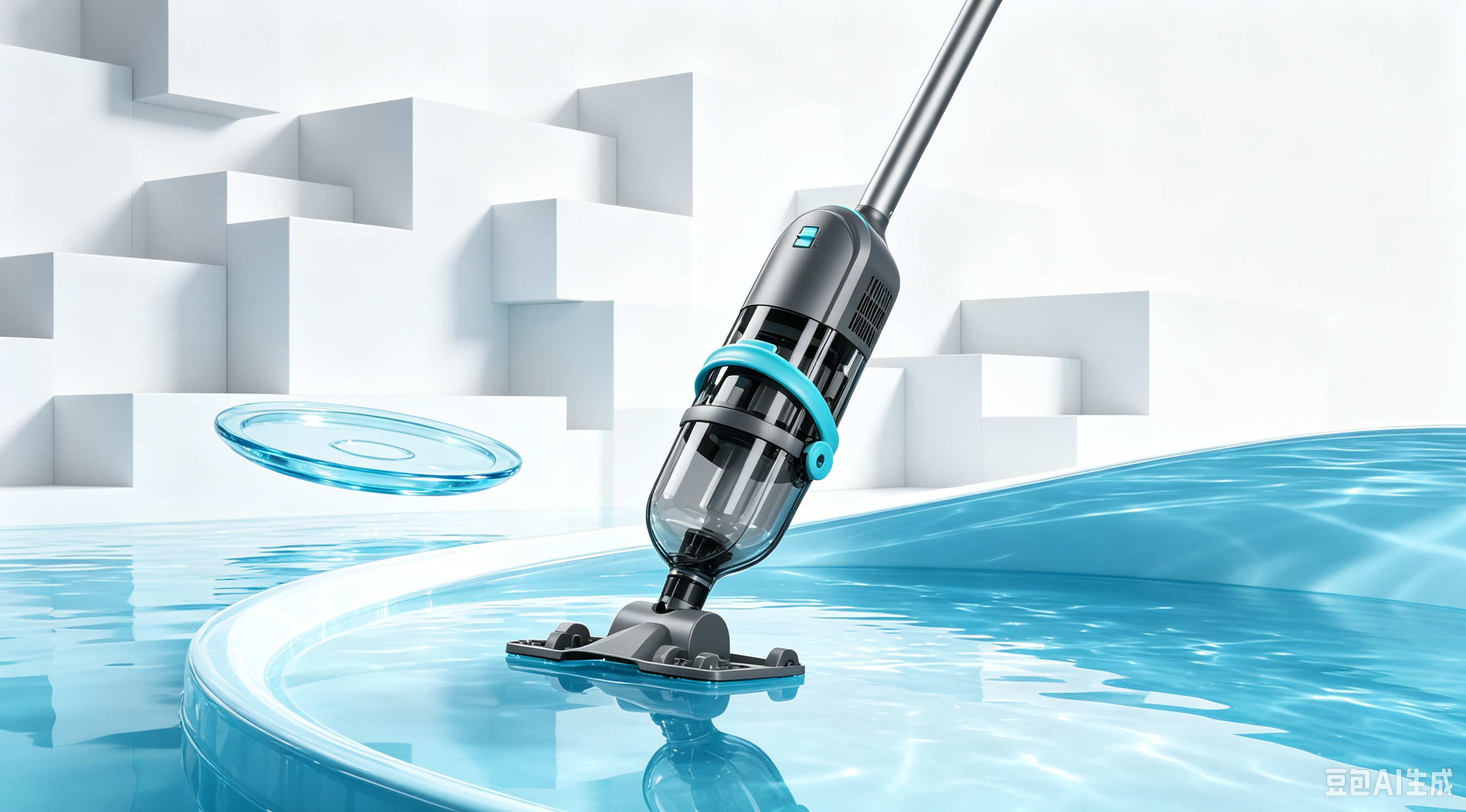 industrial design，Swimming pool suction device，Swimming Pool Cleaning Equipment，Hand-held cleaning tool，product design，pool cleaner，Keyshot rendering，