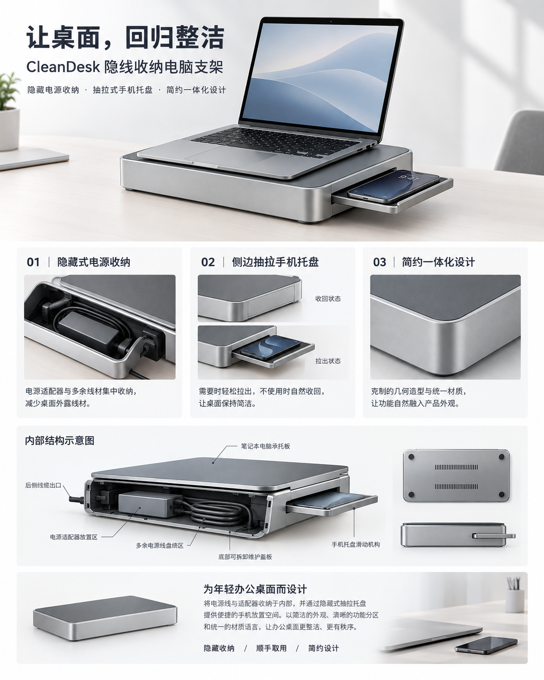 Bracket，Computer stand，Receive，Desktop storage，