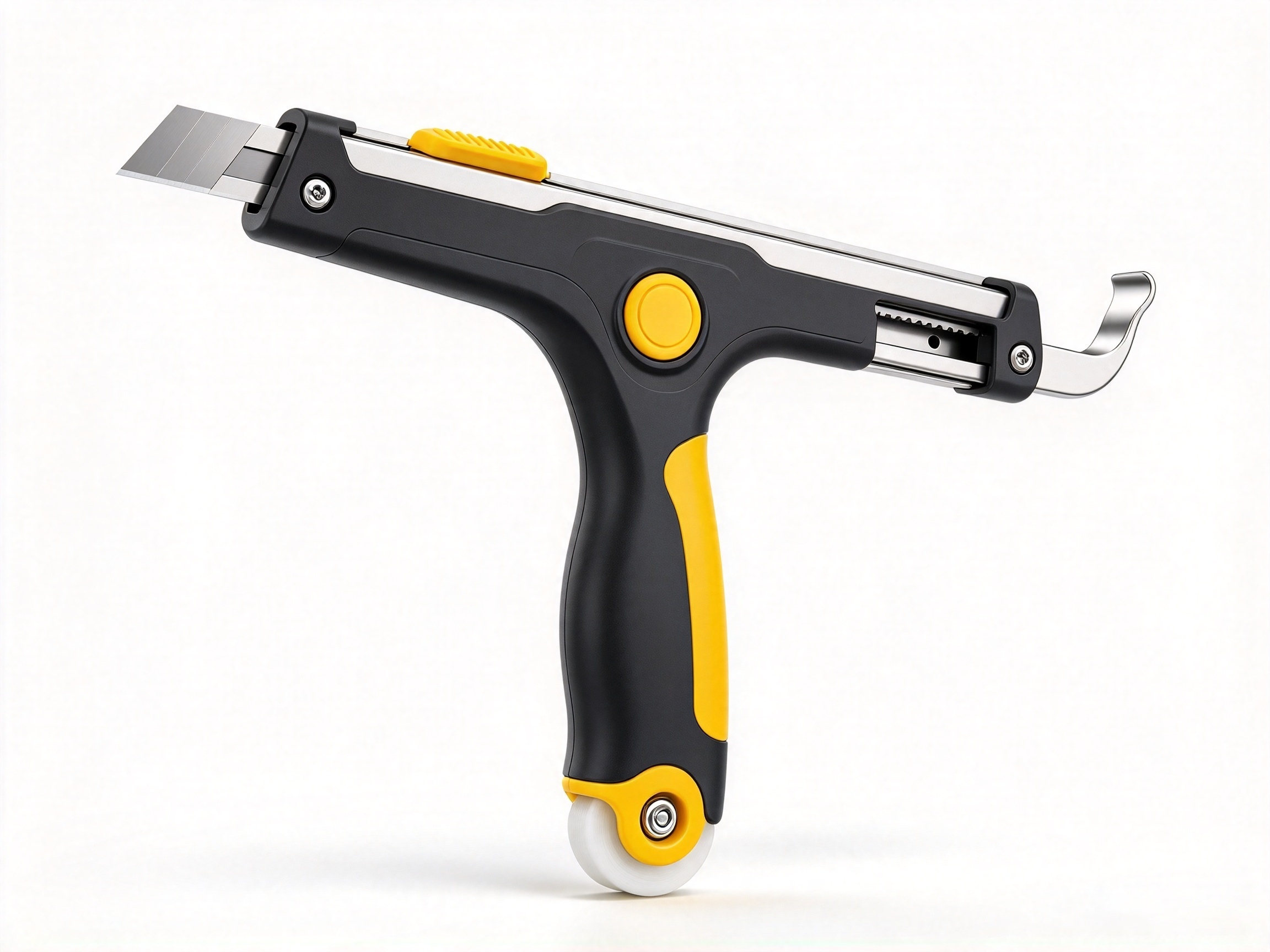 Three-in-one work of screen window installation tool and screen window pressure strip roller tool，