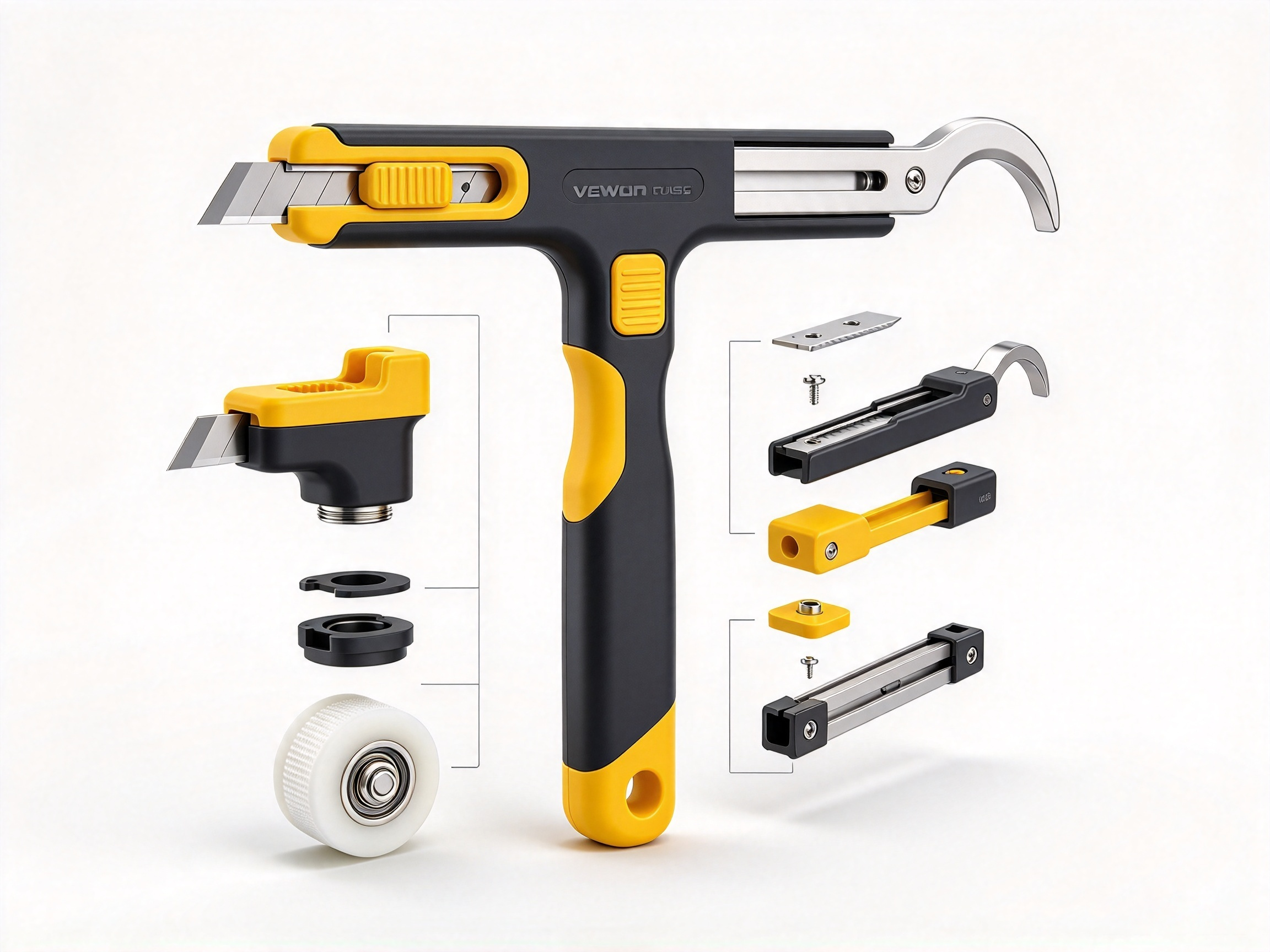 Three-in-one work of screen window installation tool and screen window pressure strip roller tool，