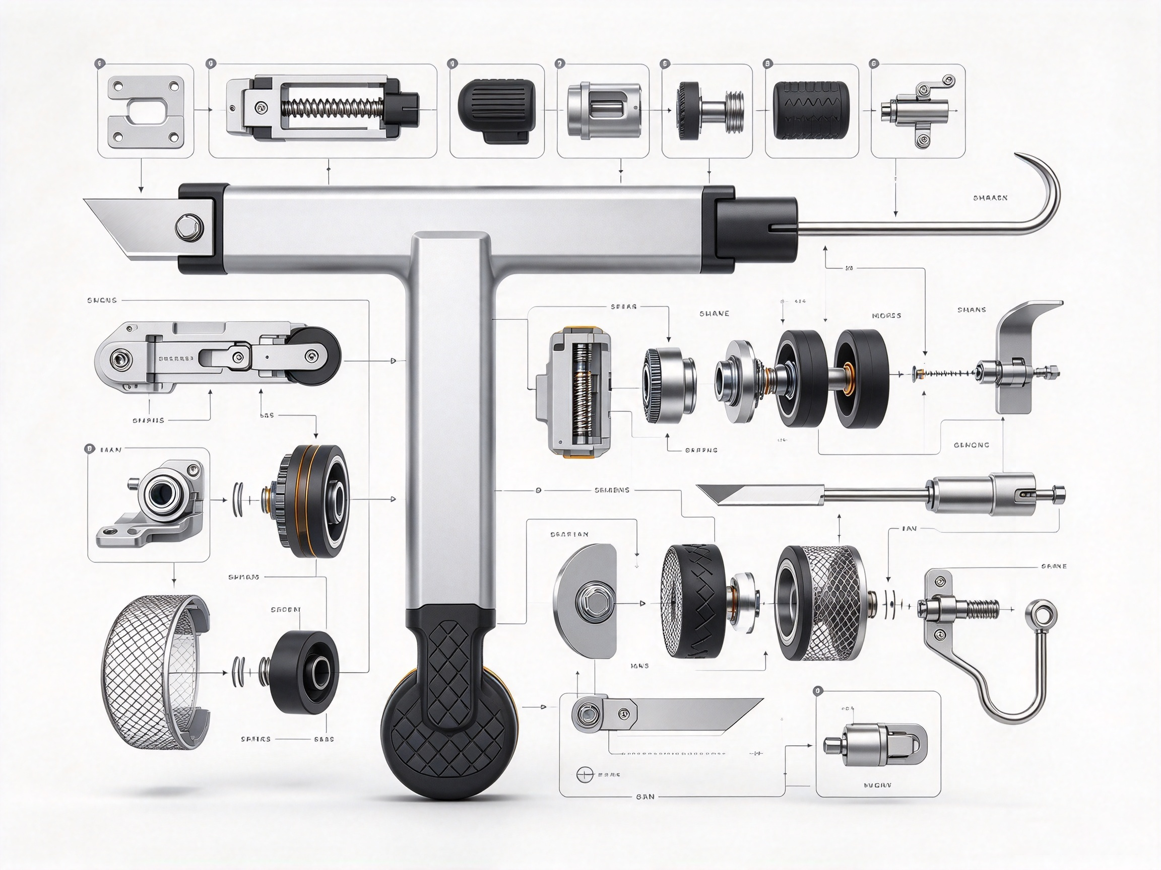 Three-in-one work of screen window installation tool and screen window pressure strip roller tool，