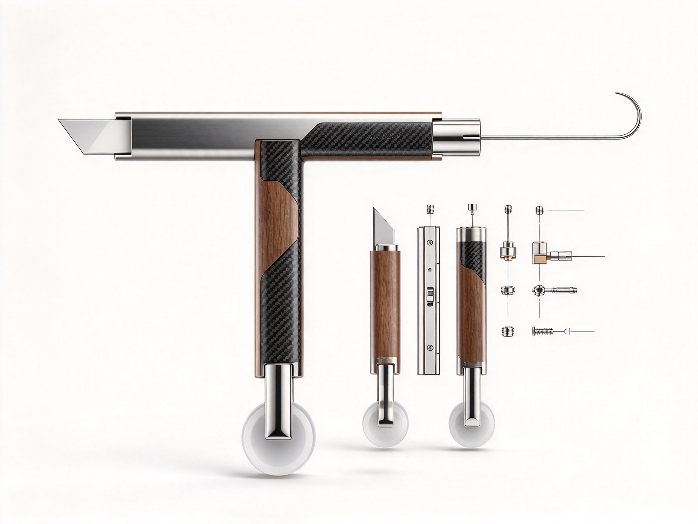 Three-in-one work of screen window installation tool and screen window pressure strip roller tool，